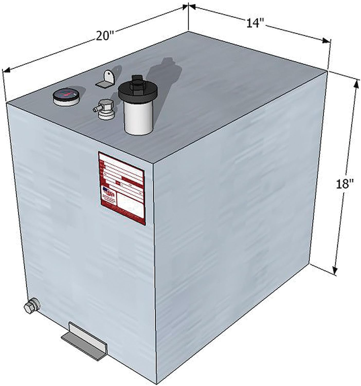 RDS Aluminum Auxiliary Fuel Tank - 20-Gallon, Rectangular, Smooth, Model Number 72587