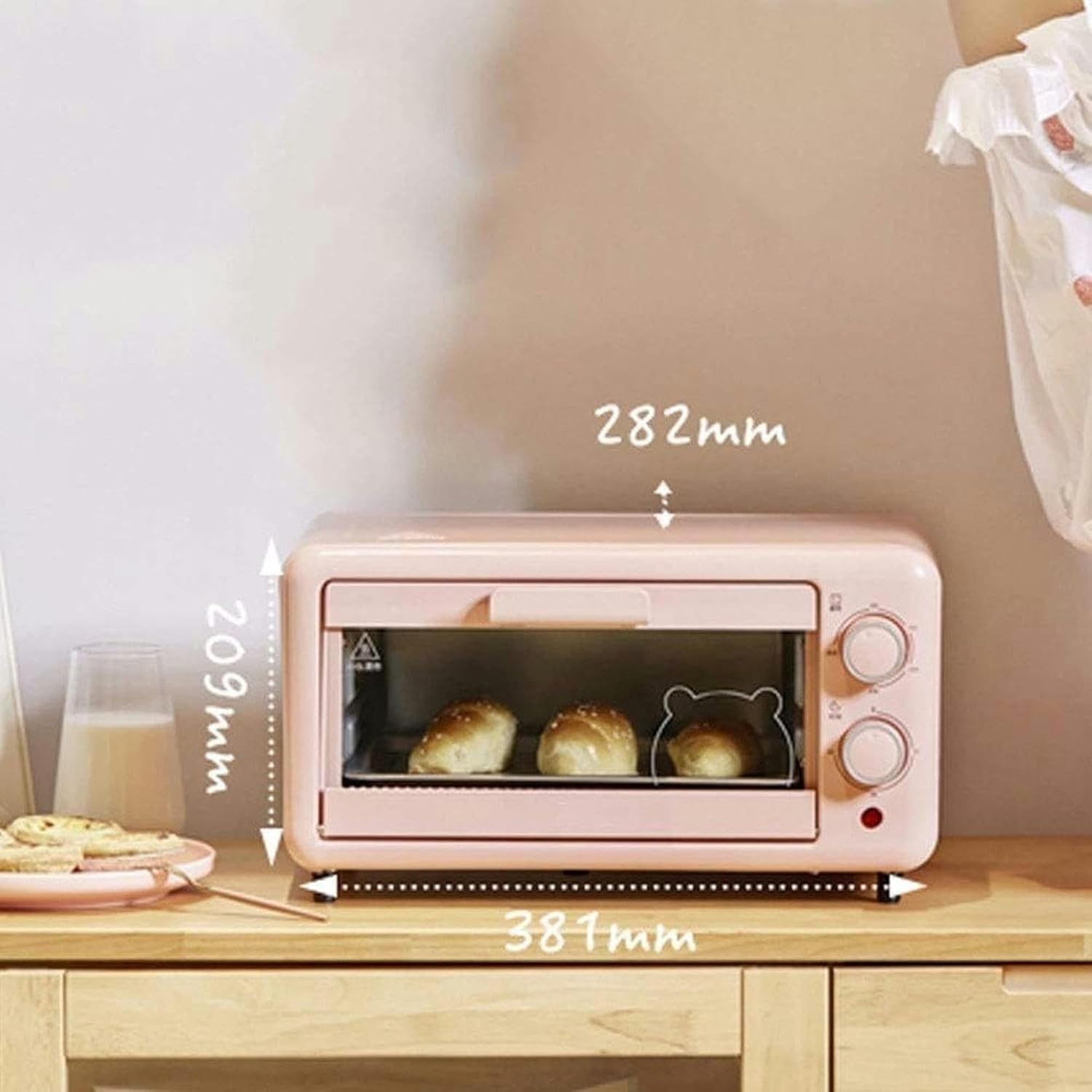MINI ELECTRIC OVEN - Pink Expansion 11l2 Layers Small Small Galvanized Leaf Multifunction Leaf, 38.1x28.8x20.9cm Toaster