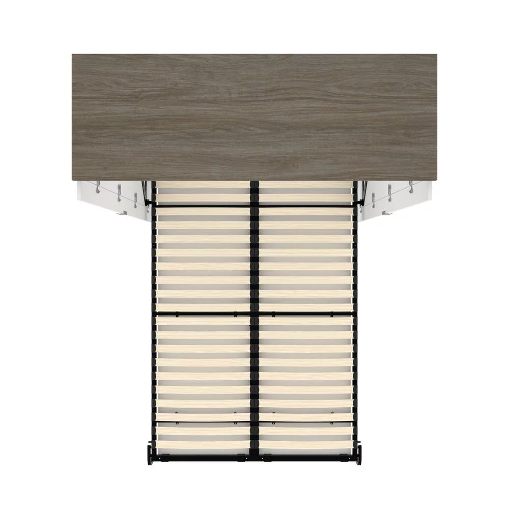Bestar Orion 61" Full Murphy Bed in White and Walnut Gray