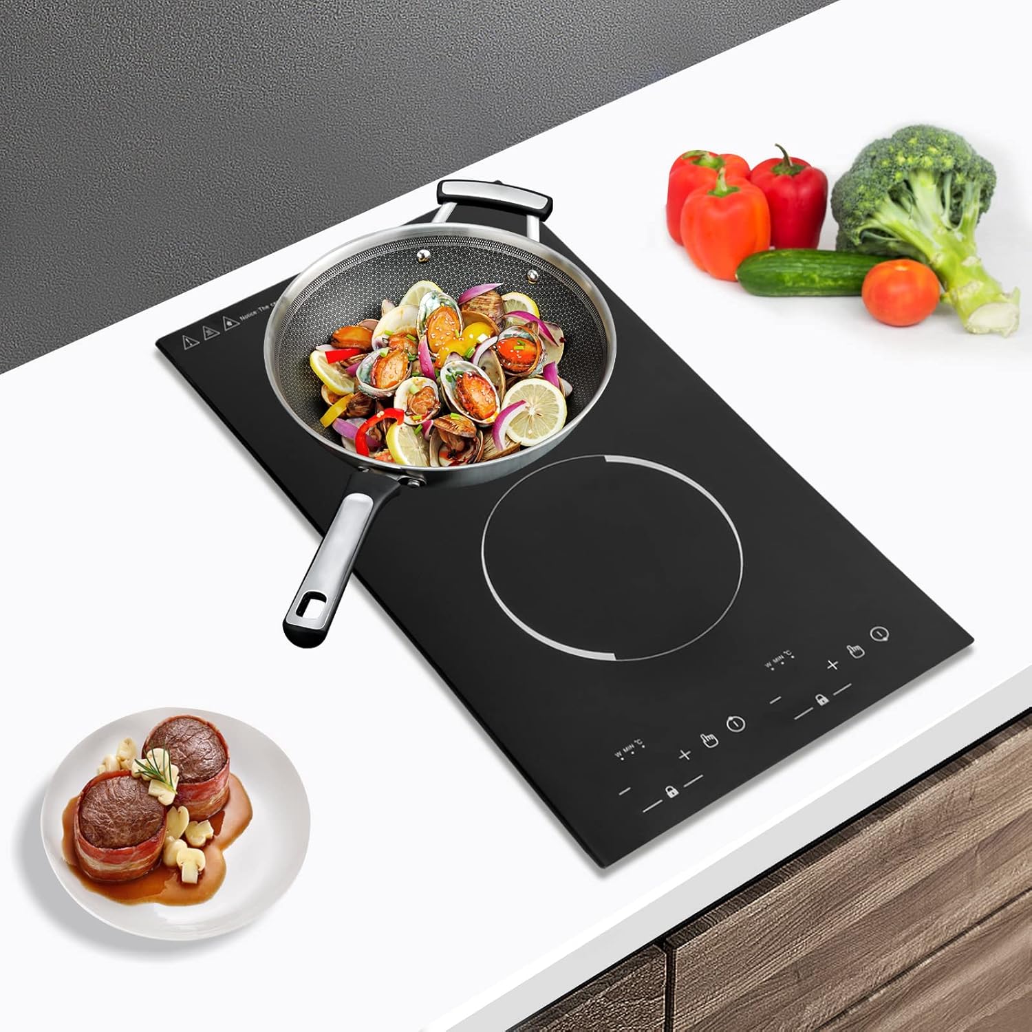 4000W Portable Induction Cooktop 2 Burner, Hot Plate Countertop Dual Dual Induction Cooktop Cooker Burner Stove Independent Control Safety Lock Timer for Home Kitchens, Dormitories