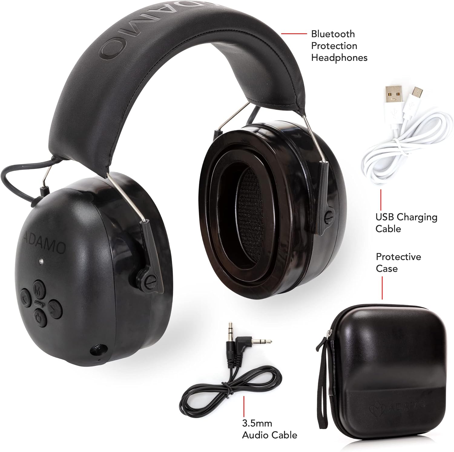 Bluetooth Hearing Protection Headphones - Noise Reduction Safety Earmuffs with Adjustable Headband - Safety Noise Cancelling Ear Muffs for Noise Reduction - Bluetooth 5.0