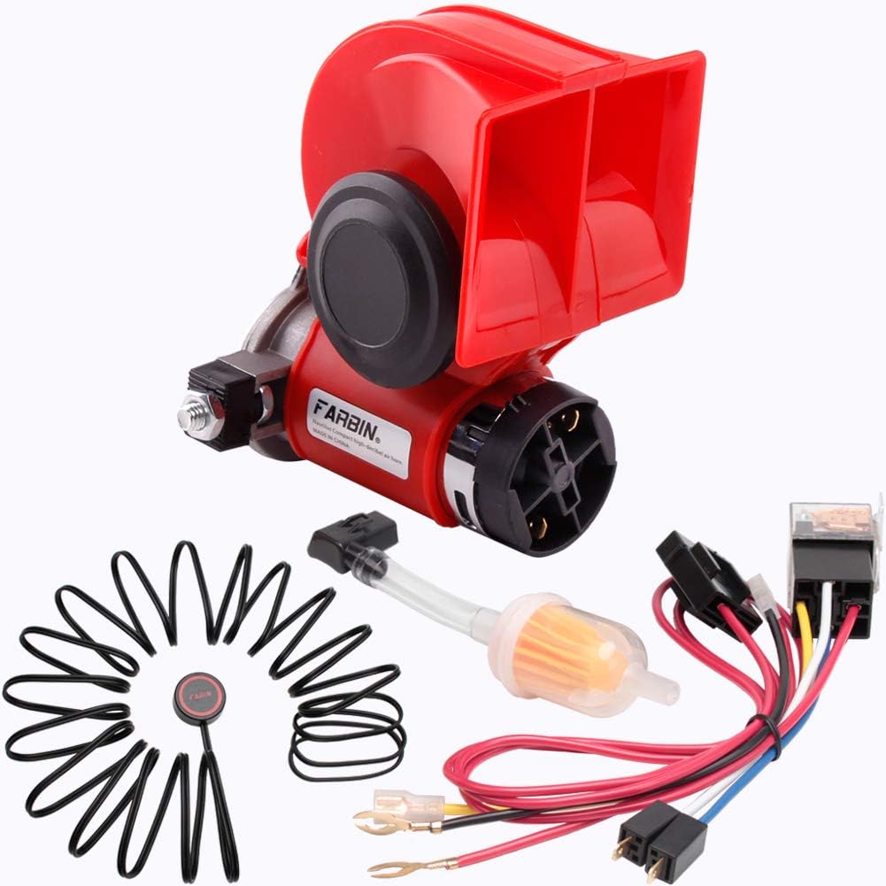 FARBIN Train Horn for Truck 12v 150db Loud Car Horn Snail Air Horn with Relay Harness for Any Vehicles(12V, black horn)