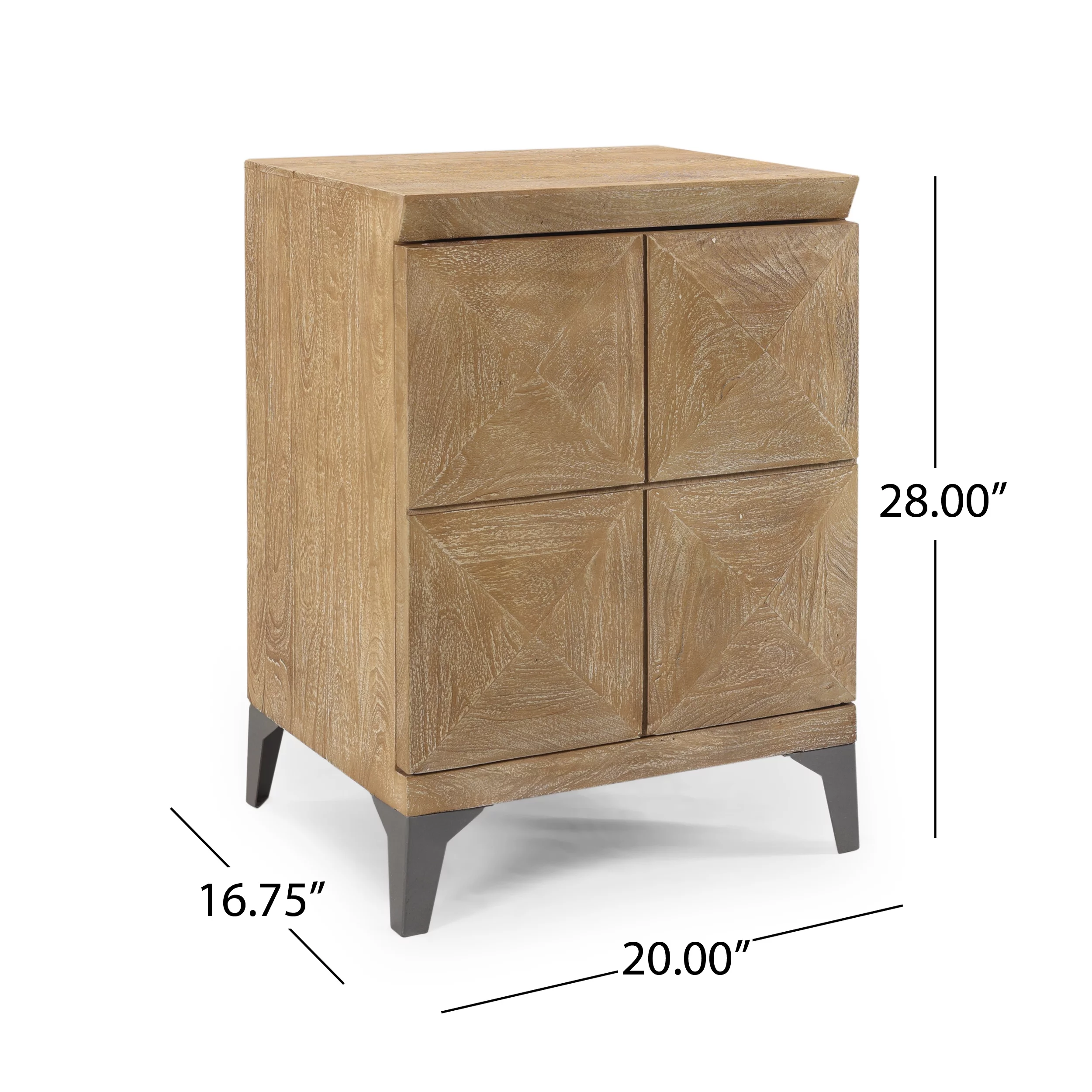 Daksh Handcrafted Boho Mango Wood Cabinet, Sandblasted Oak and Gray Antique