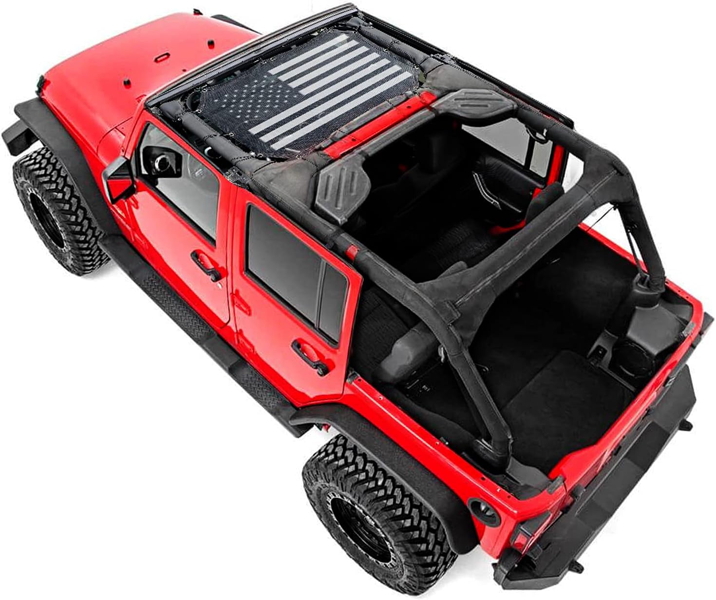 Savadicar Mesh Shade Top Sunshade Cover for 2007-2018 Jeep Wrangler JK JKU 2/4-Door, Provide UV Protection, Durable Polyester, Black