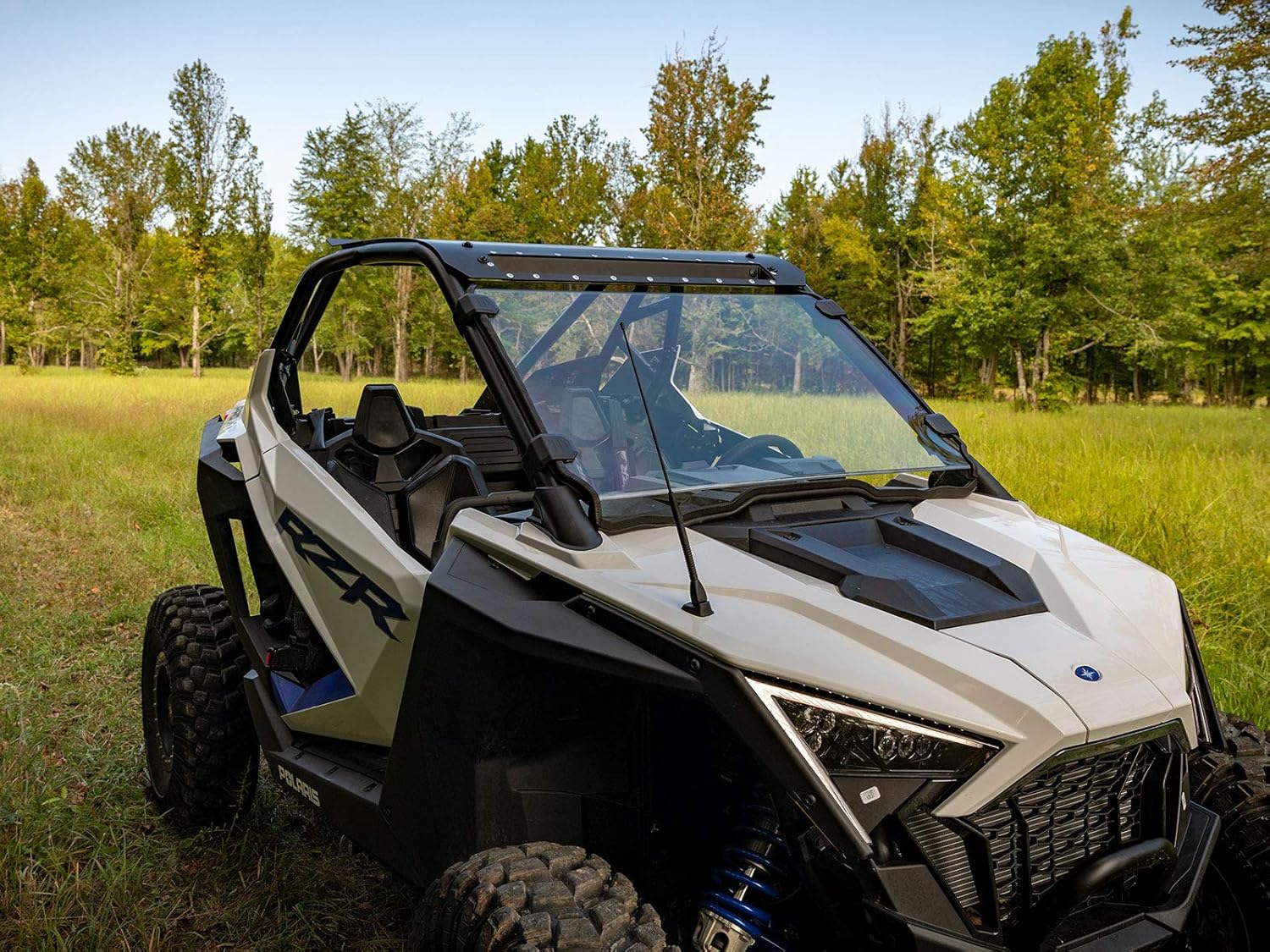SuperATV Heavy Duty Scratch Resistant Full Windshield for 2020+ Polaris RZR Pro XP / Pro XP 4 | 1/4" Thick Polycarbonate 250X Stronger than Glass | Cut to Fit Your RZR Pro XP Perfectly! | USA Made!