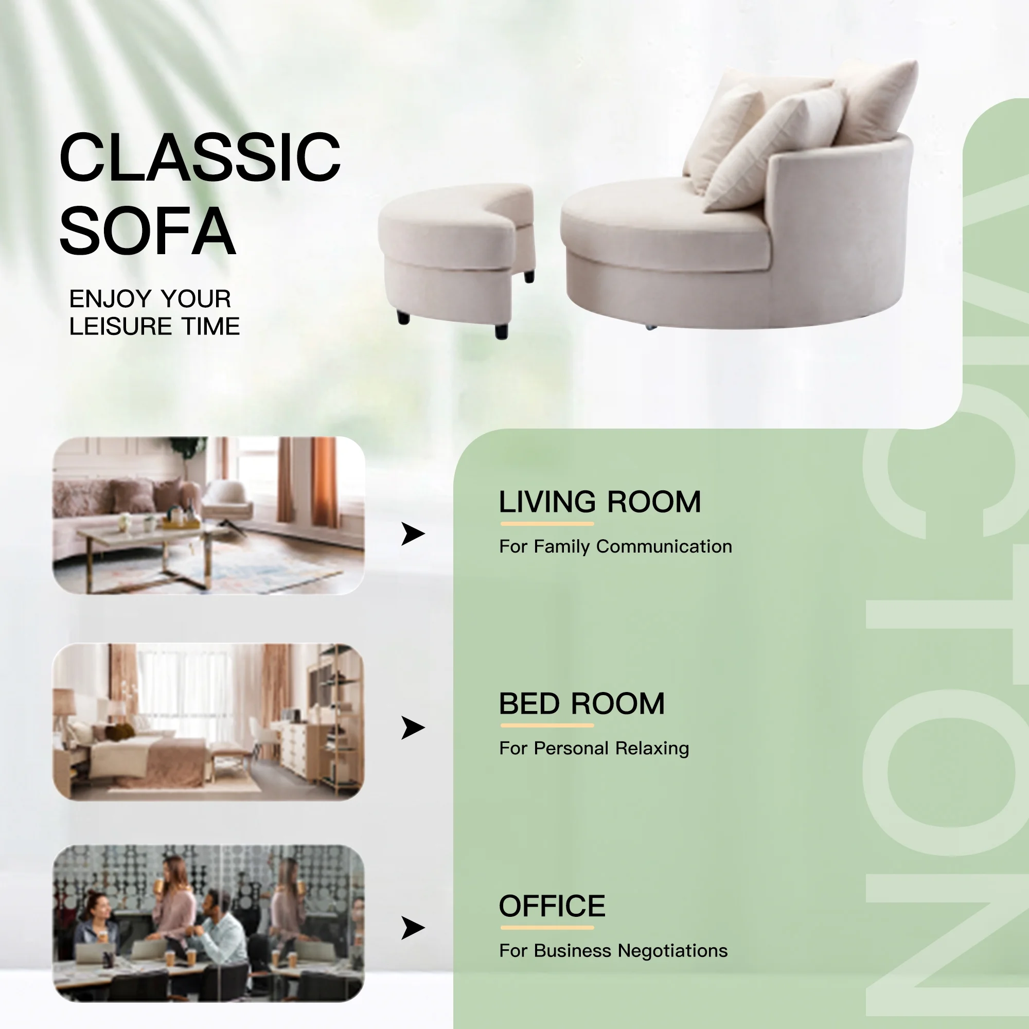 360° Swivel Accent Barrel Chair and Half Crescent Moon Storage Bench Large Ottoman with 4 Pillows,Upholstered Oversized Leisure Round Loveseat Recliner Sofa Chaise Lounge Circle Armchair