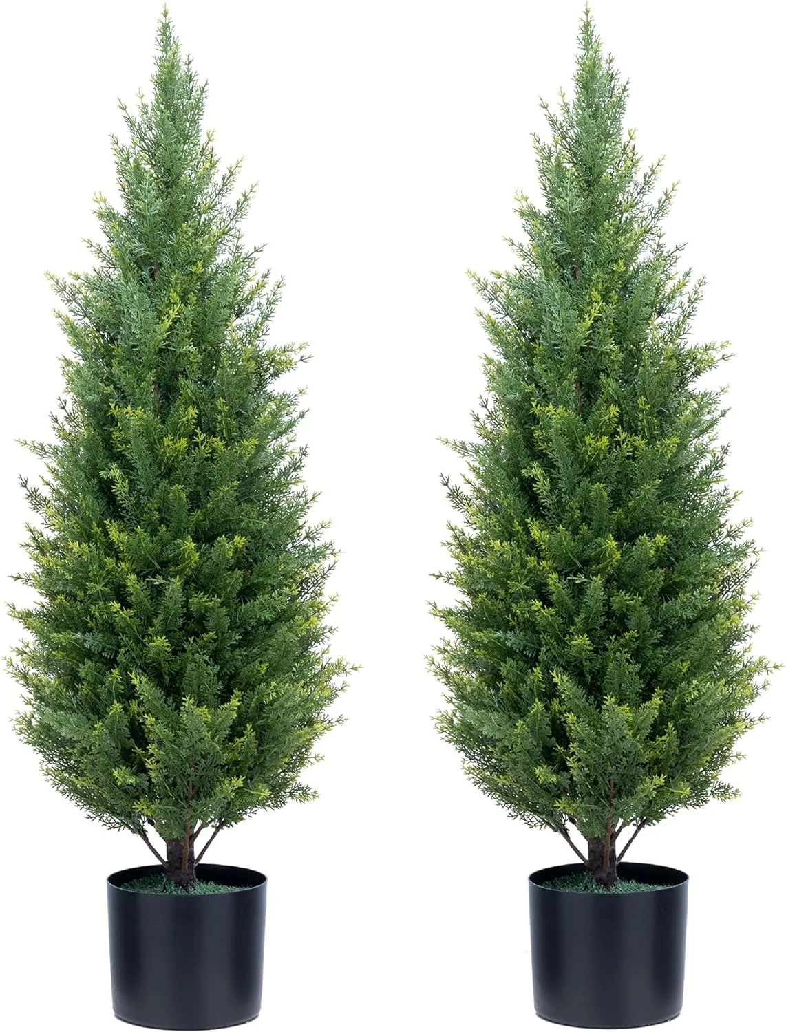 QINBI Artificial Topiary Tree Two 3 Foot Artificial Cedar Trees Indoor Outdoor UV Resistant Bushes Potted Plants Artificial Shrubs Tree - Curated Treasures Market