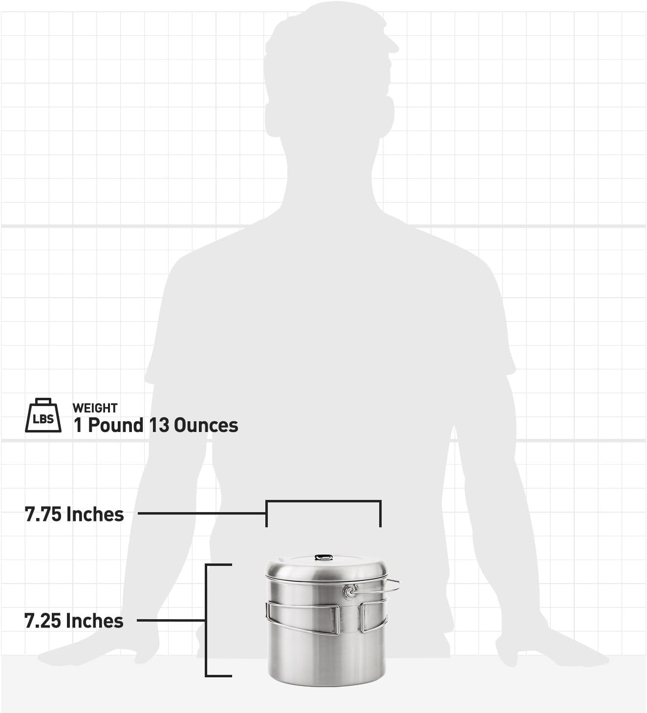 Solo Stove Pot 4000 Stainless Steel Camping Pot for Outdoor Campfire Great Cookware Equipment for Backpacking Kitchen Bushcraft Survival Gear and Cooking