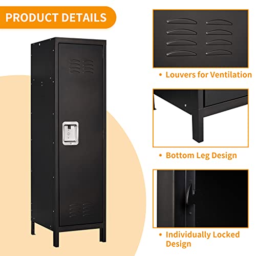 Metal Storage Cabinet, Storage Locker Employees Locker with 4 Doors, 55" Height Steel Cabinet with Lockable Doors, Storage Cabinet with Adjustable Feet for Home Office Gym.