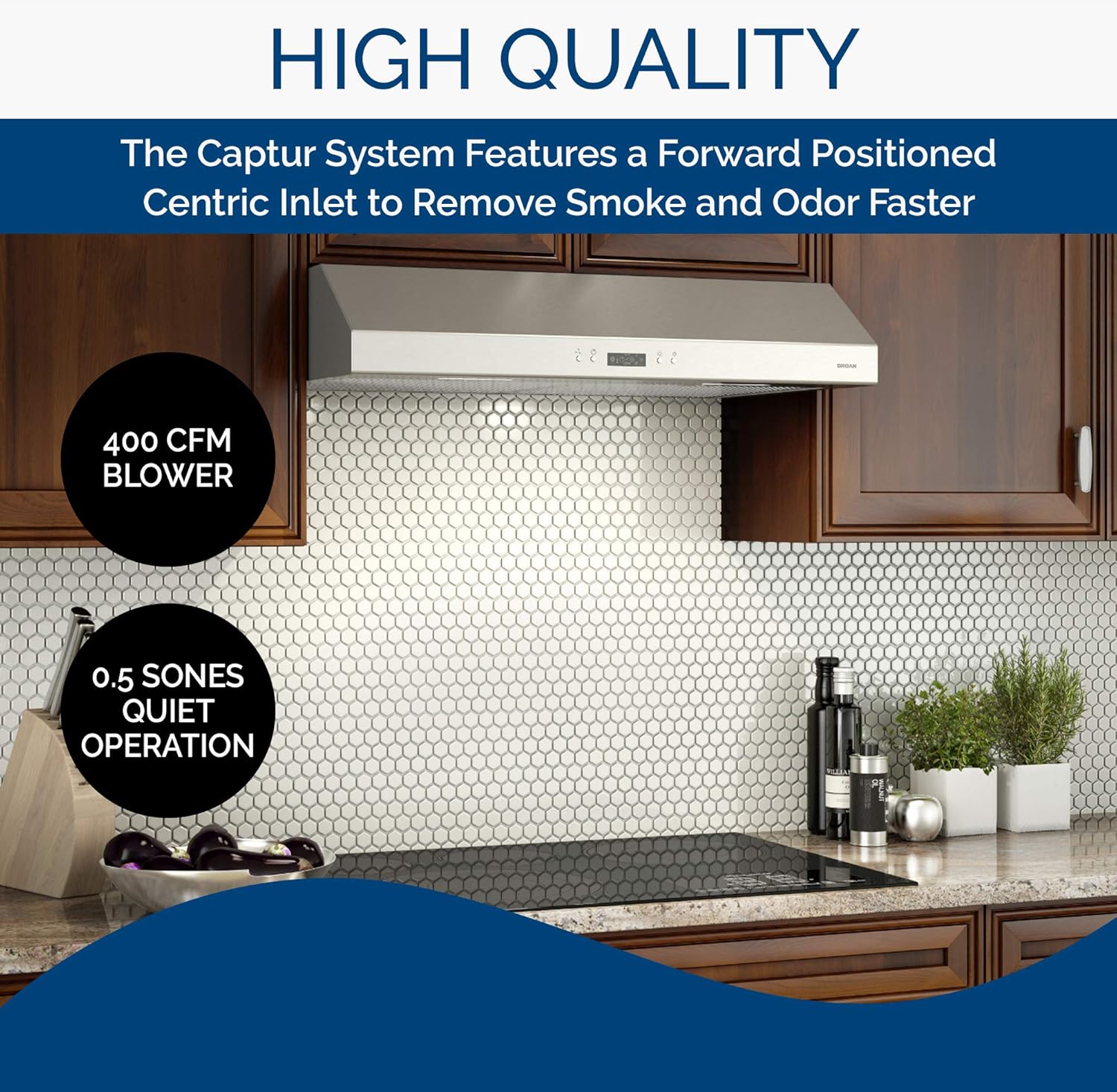 BROAN NuTone BCDJ136SS Glacier Range Hood with Light Exhaust Fan for Under Cabinet, 0.6 Sones, 400 CFM, 36-inch, Stainless Steel