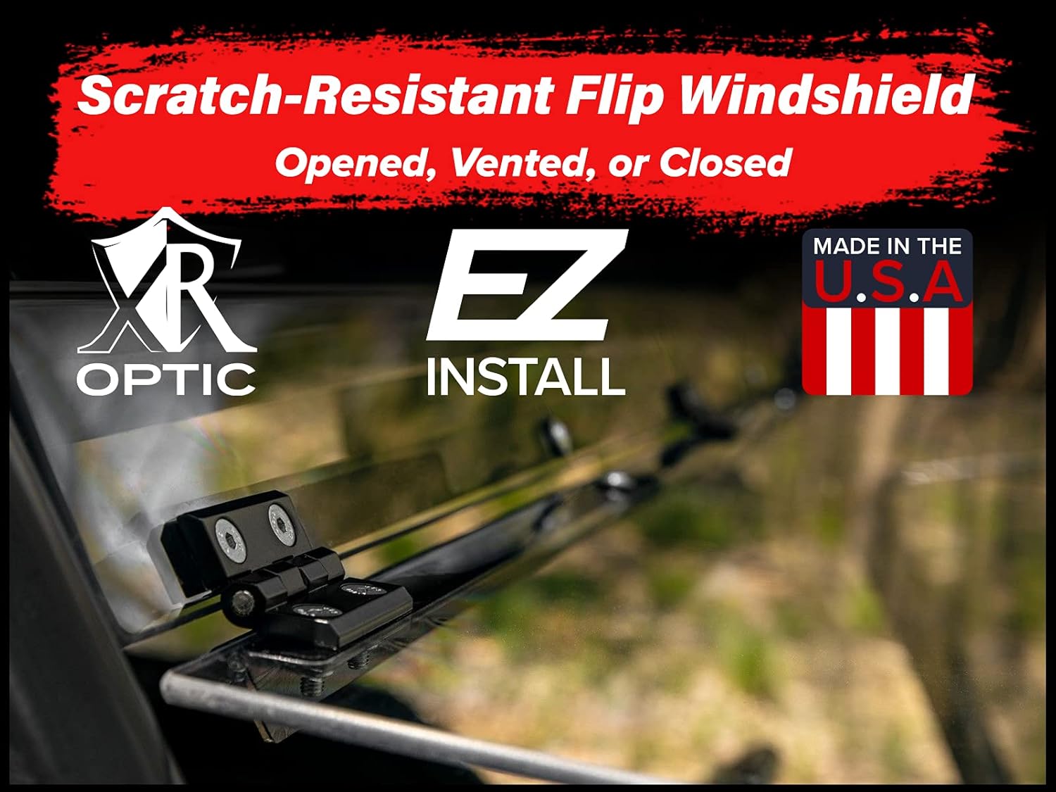 SuperATV Heavy Duty Scratch Resistant Flip Windshield for 2018+ John Deere Gator XUV 835E / 835M | 1/4 Thick Polycarbonate That is 25X Stronger Than Glass | USA Made!