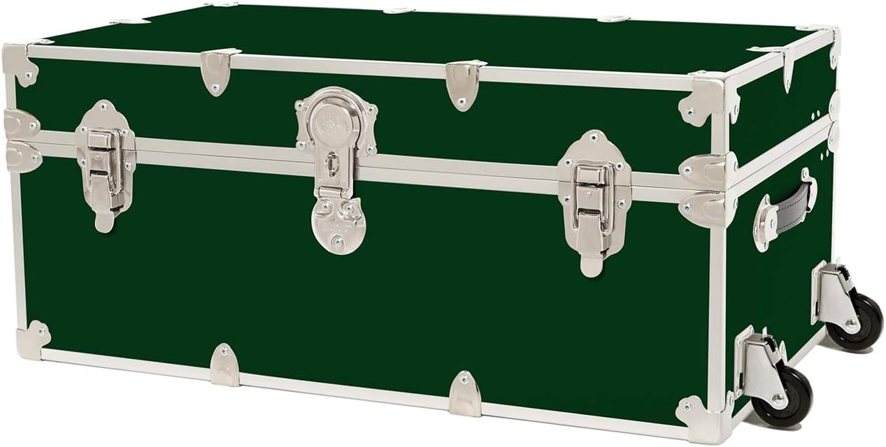 Rhino Trunk & Case Large Armor Trunk with Removable Wheels, Summer Camp, College, Storage 32x18x14 (Black)
