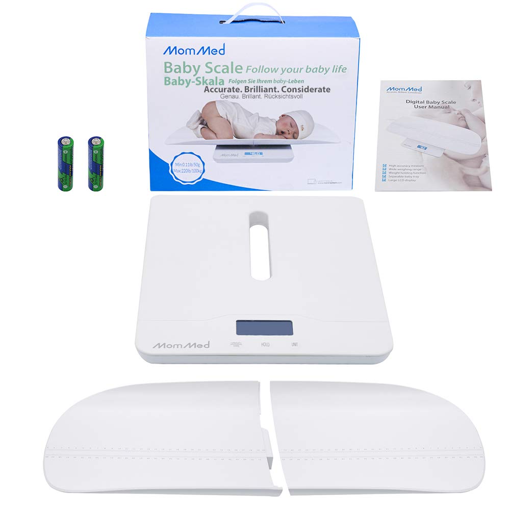 MomMed Baby Scale, Multi-Function Toddler Scale, Baby Scale Digital, Pet Scale, Infant Scale with Hold Function, Blue Backlight, Weight and Height Track (24 inch) Pack of 2