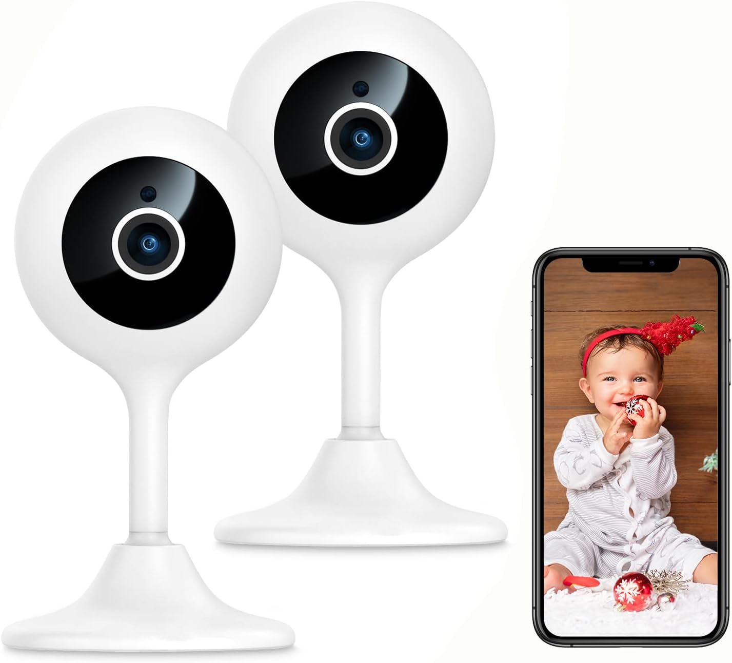 WiFi Camera Indoor, 1080P HD Smart Security Camera with &Night Vision, Motion Detection, Two-Way Audio, Nanny for Baby/Elder/Pet, Home Safety Monitor Controlled by App, Compatible with Alexa, 4-Pack Pack of 2