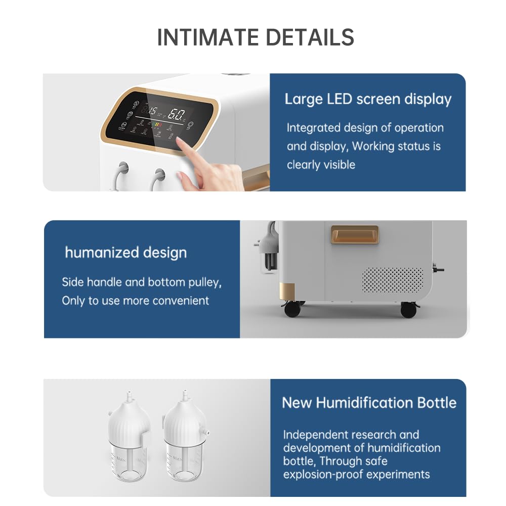 Hydrogen Inhalation Machine HO-Mixed 1500mL/min Browns Gas Inhaler, Hydrogen Water Generator, Clinical High-Purity OxyHydrogen 8-Hours Quiet Model XQ-11