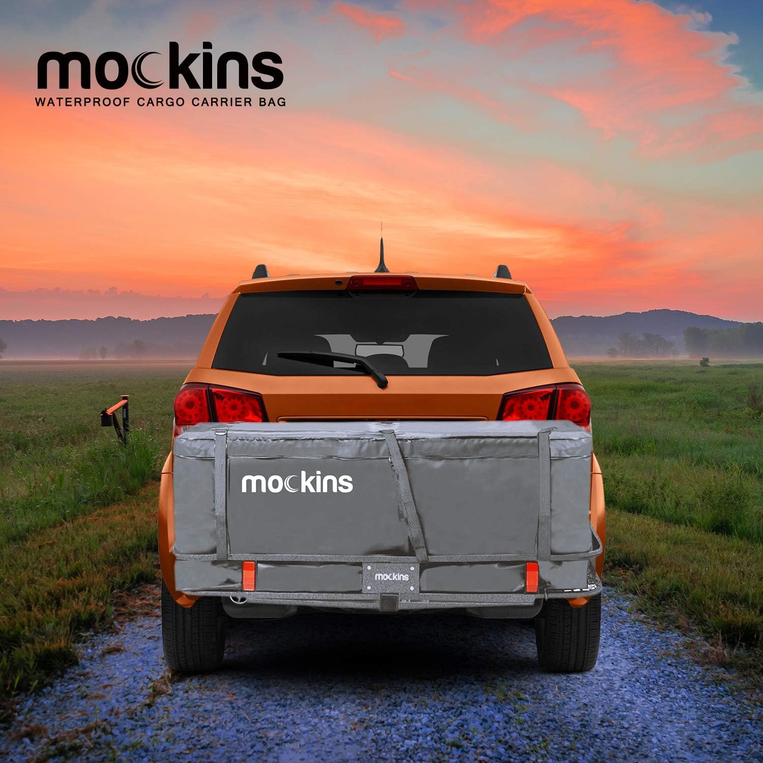 Mockins 15.5 Cu Ft Waterproof Cargo Bag for Hitch Carrier | The 57x24x19 Trailer Hitch Cargo Carrier Bag from Abrasion Resistant Vinyl | Cargo Carrier Hitch Mount Bag with Straps | Hitch Storage Bag