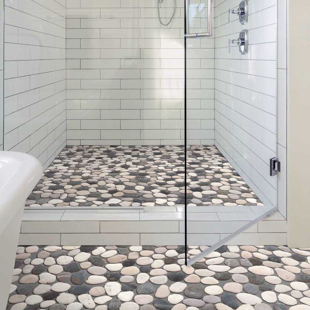 Tile Connection Classic Pebble Tile Grey/White/Black 11-1/2 in. x 11-1/2 in. x 12.7mm Mesh-Mounted Mosaic Tile - Shop Hardware Tools Online Store