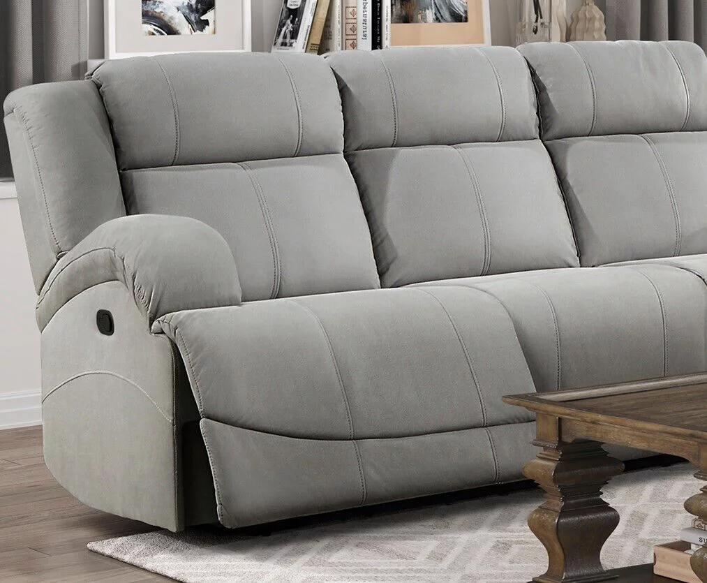 Gray Color Polished Microfiber Upholstered Reclining Sofa Set 2pc Sofa Console Loveseat Modern Living Room
