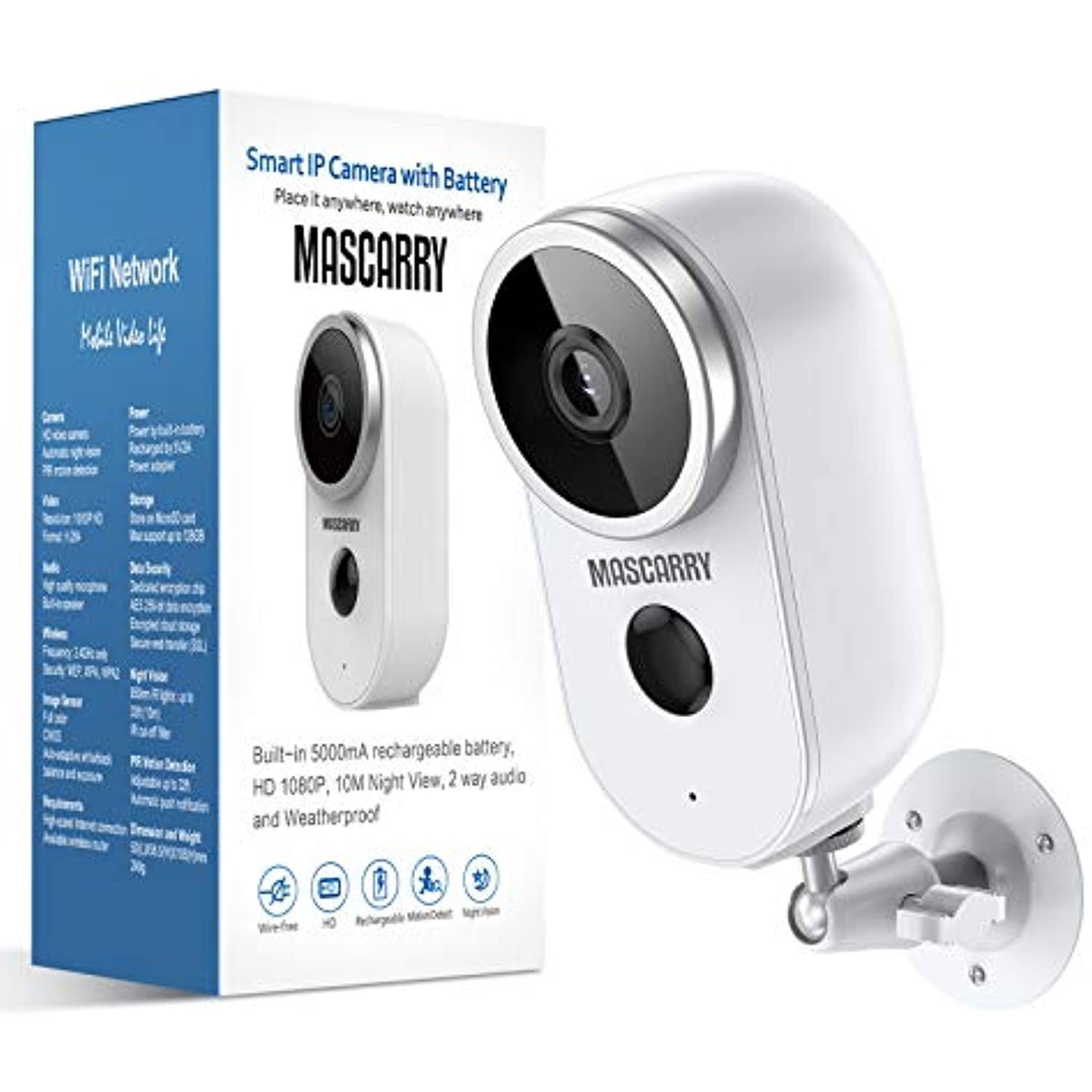 Wireless Outdoor Security Camera 1080p Rechargeable Battery Powered WiFi Camera with Night Vision, Motion Detection, 2