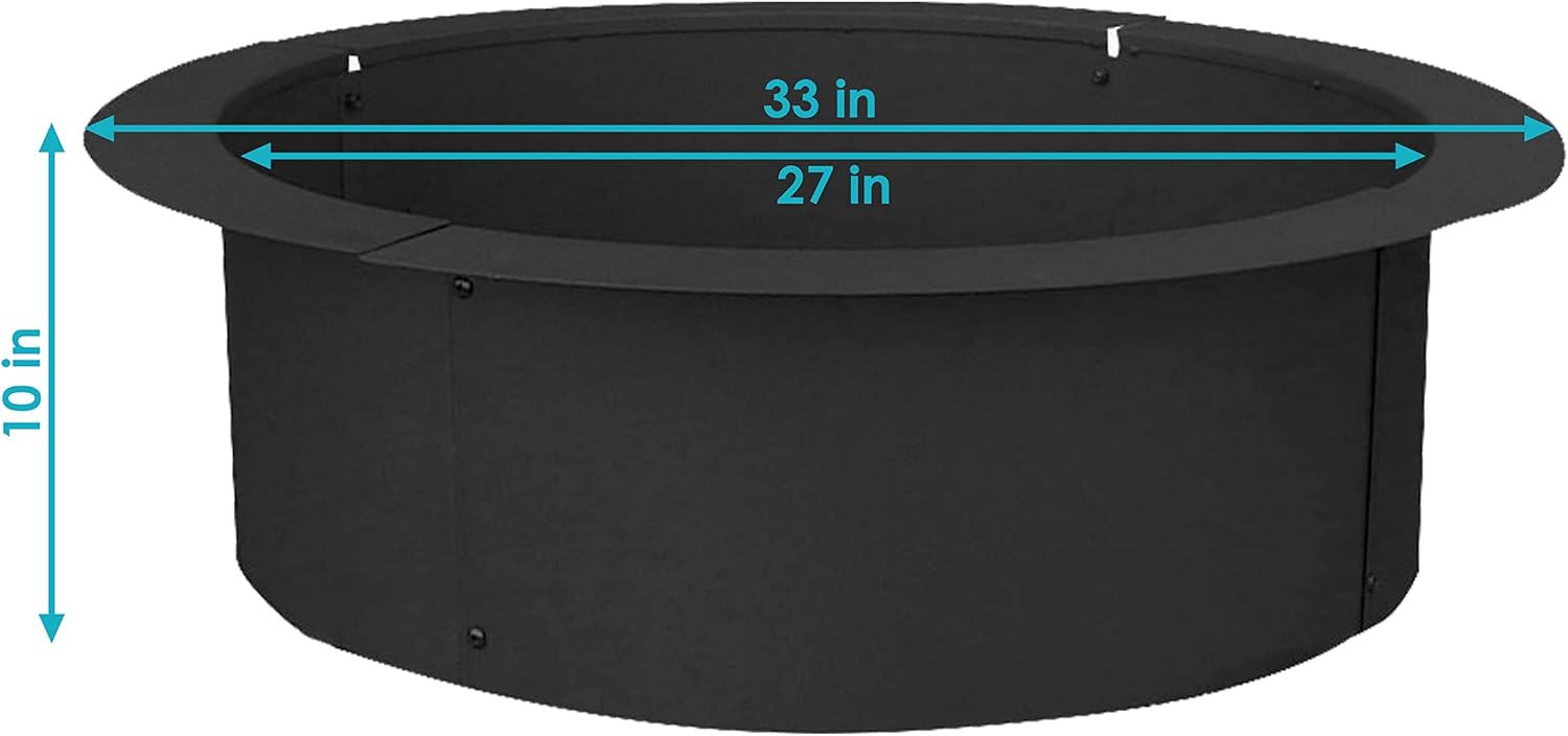 Sunnydaze Fire Pit Ring - 33 Inch Outside x 27 Inch Inside - DIY Campfire Liner - Portable Wood Burning Ring - Above or In-Ground - Durable Steel