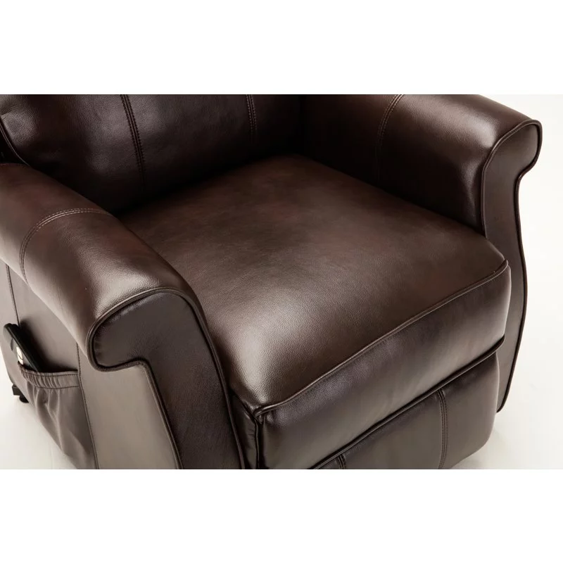 Bowery Hill Traditional Styled Faux Leather Lift Chair in Brown