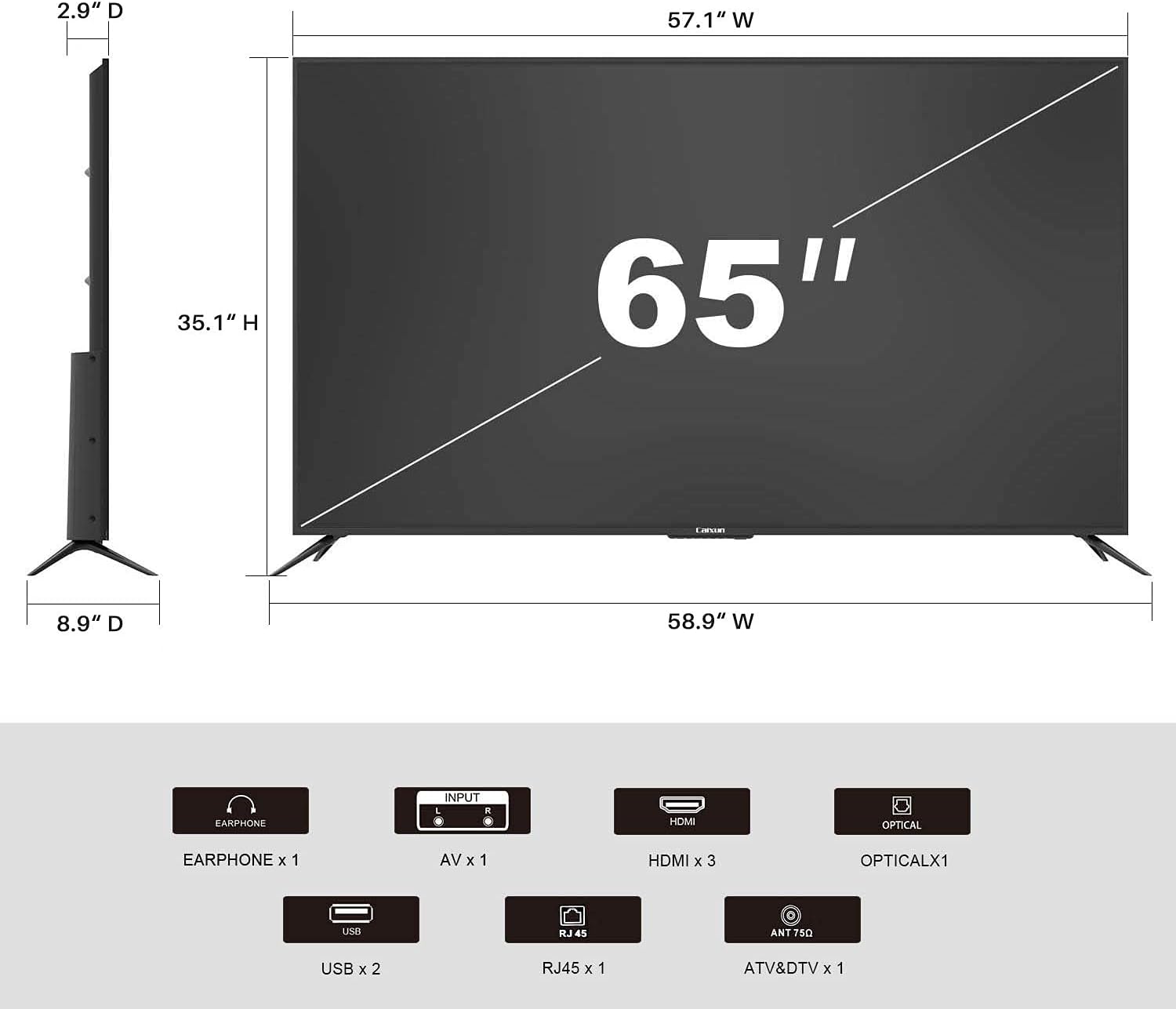 Caixun EC50S1A, 50 inch 4K UHD HDR Smart Android TV with Google Assistant (Voice Control), Screen Share, HDMI, USB, Wi-Fi, Bluetooth(2021 Model)