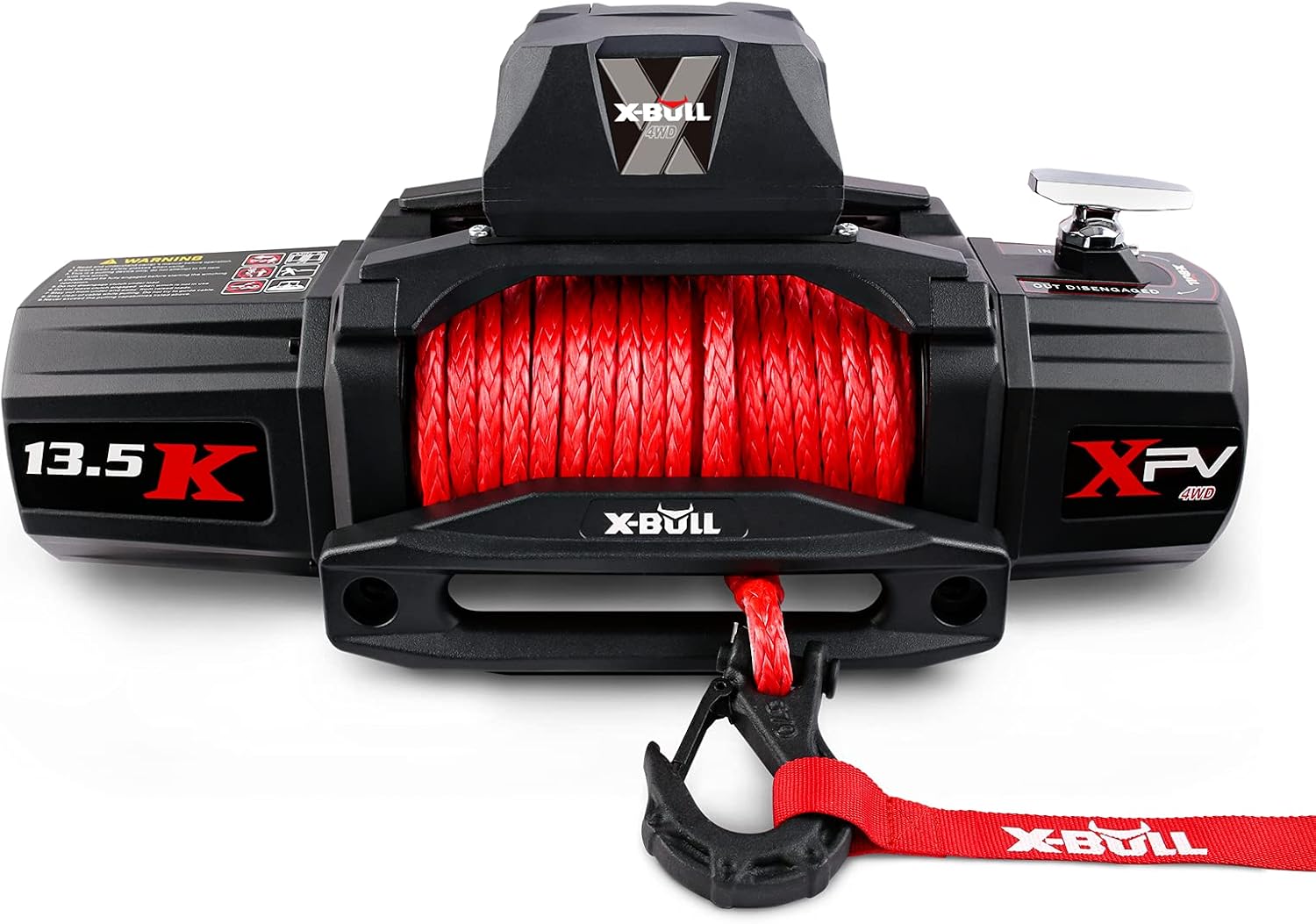 X-BULL 12V Synthetic Rope Winch-13500 lb. Load Capacity Premium Electric Winch Kit,Waterproof IP66 Electric Winch with Hawse Fairlead, with Wireless Handheld Remote and Corded Control Recovery