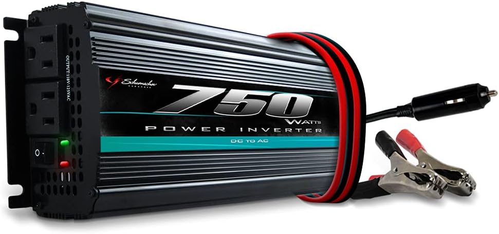 Schumacher PI-750 DC to AC Digital Power Inverter for Cars - 750W - with AC Power Outlets to Power Devices and Accessories