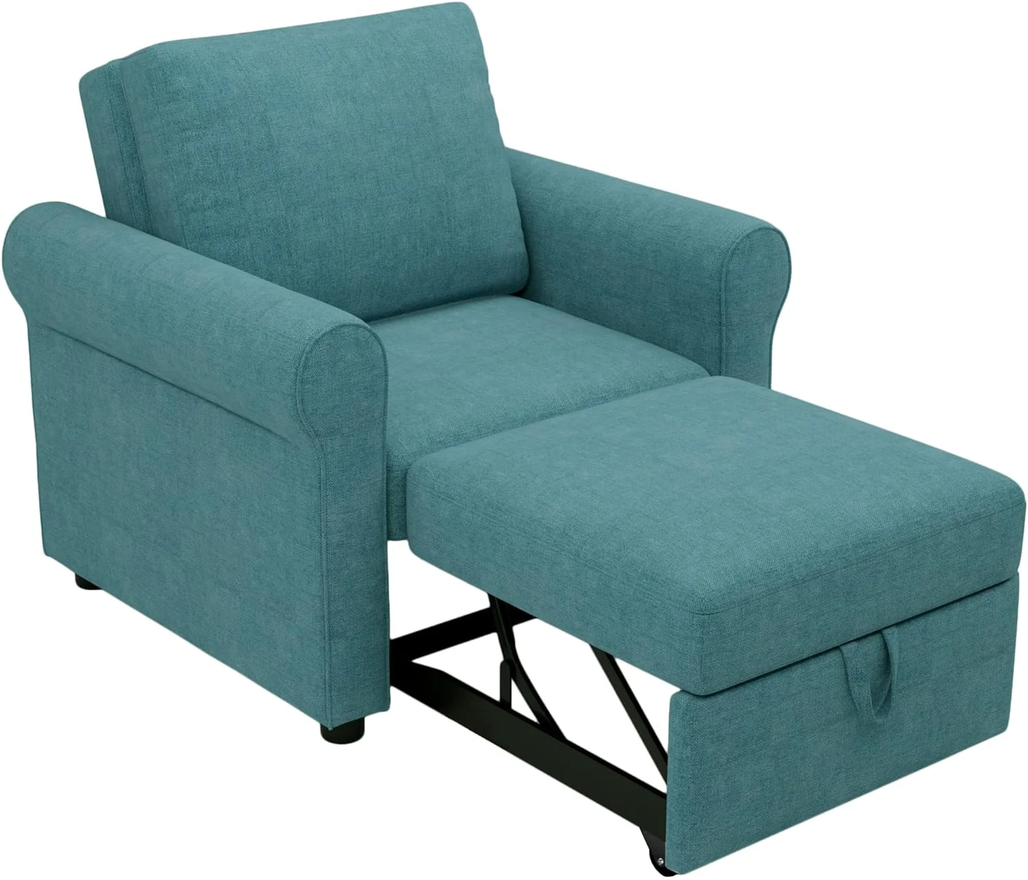 Sofa Bed Chair, Convertible Sleeper Chair Bed, Adjust Backrest Into A Sofa, Single Bed, Modern Chair Bed For Living Room Bedroom, Teal