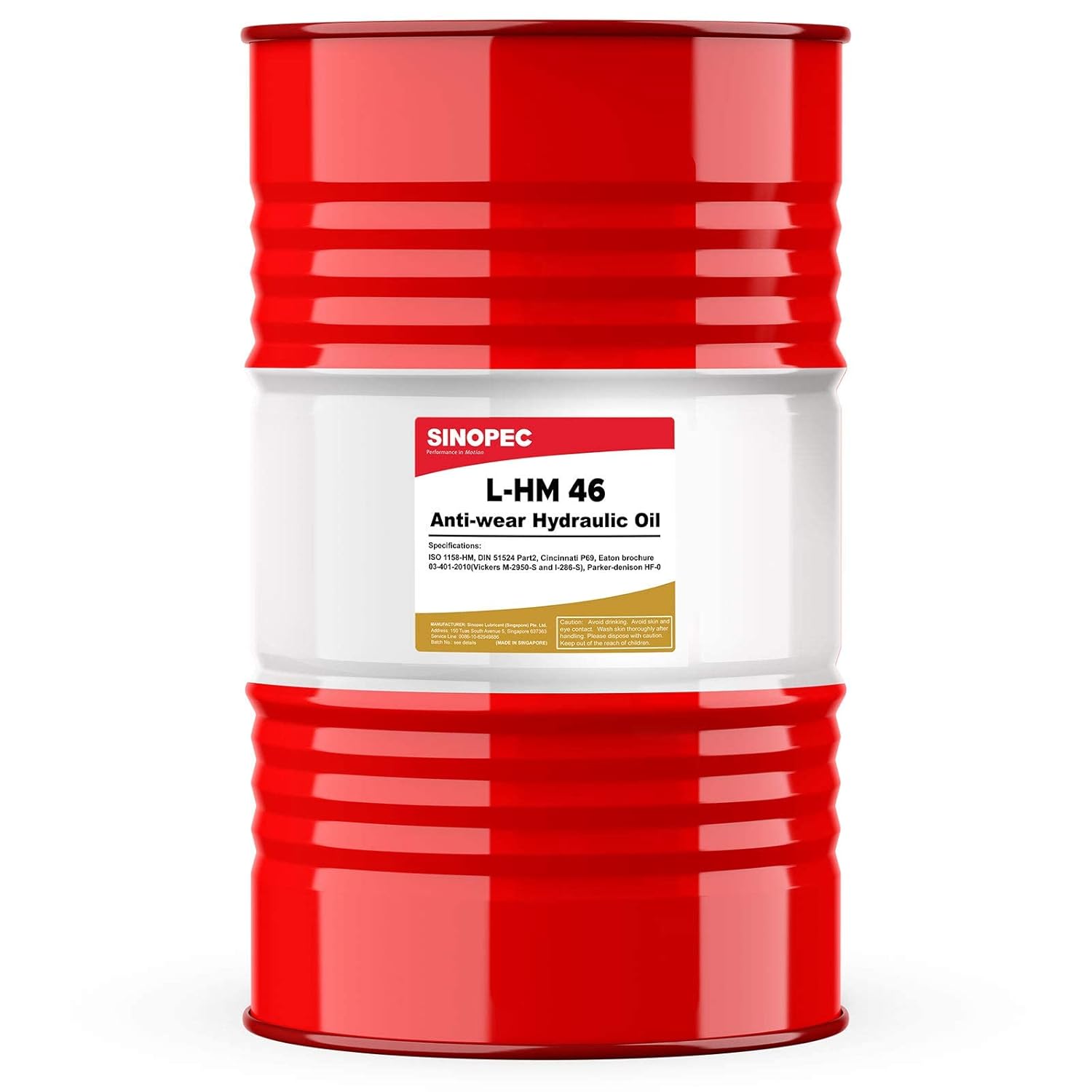 Sinopec AW 46 Hydraulic Oil Fluid (ISO VG 46, SAE 15)-55 Gallon Drum,L-HM