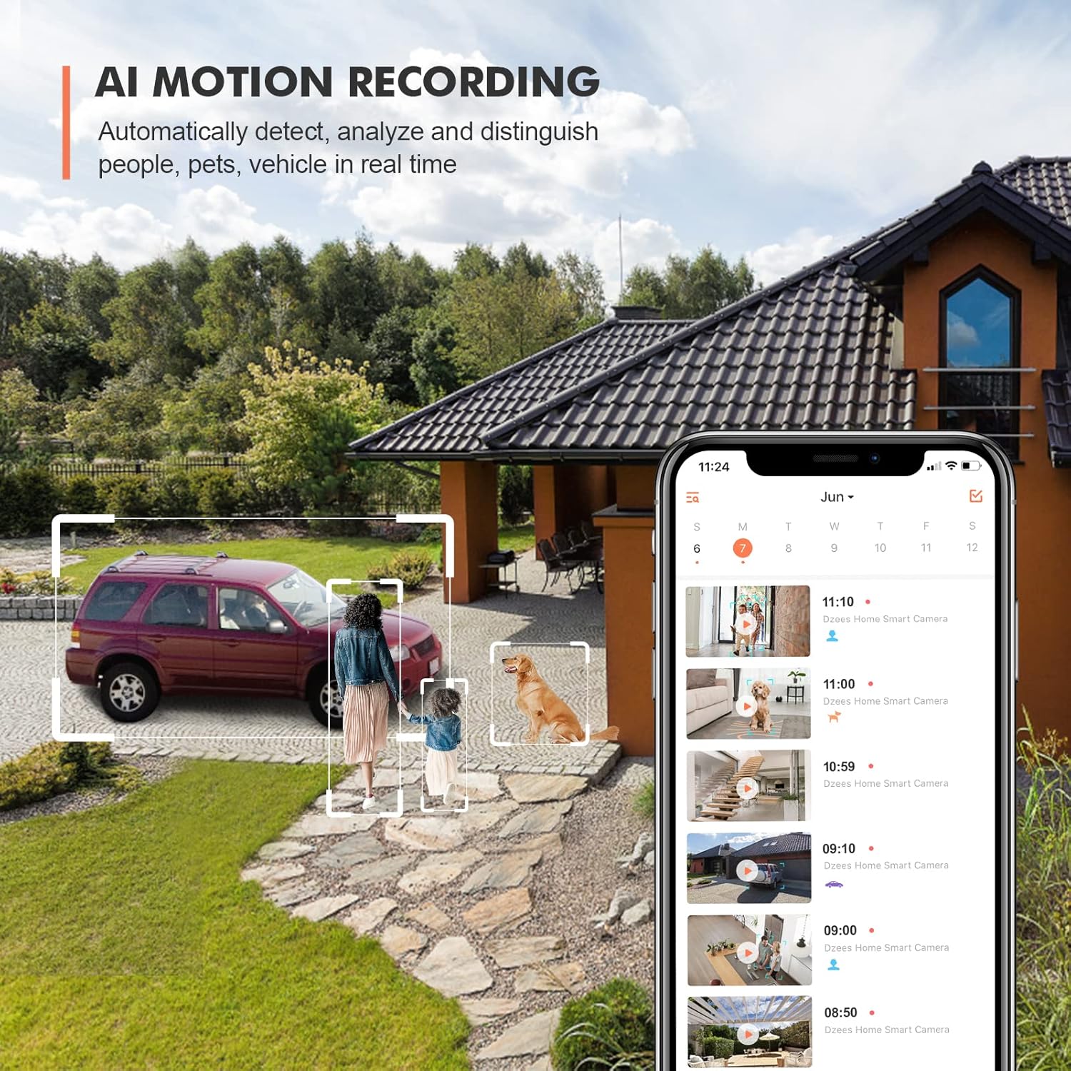 Wireless Security Camera Outdoor WiFi, Dzees Siren Alarm Spotlight Outdoor Camera Wireless Battery Powered, 360&deg; PTZ Camera, AI Motion Detection, 2-Way Talk, Color Night Vision, IP66 Camera Cloud/SD
