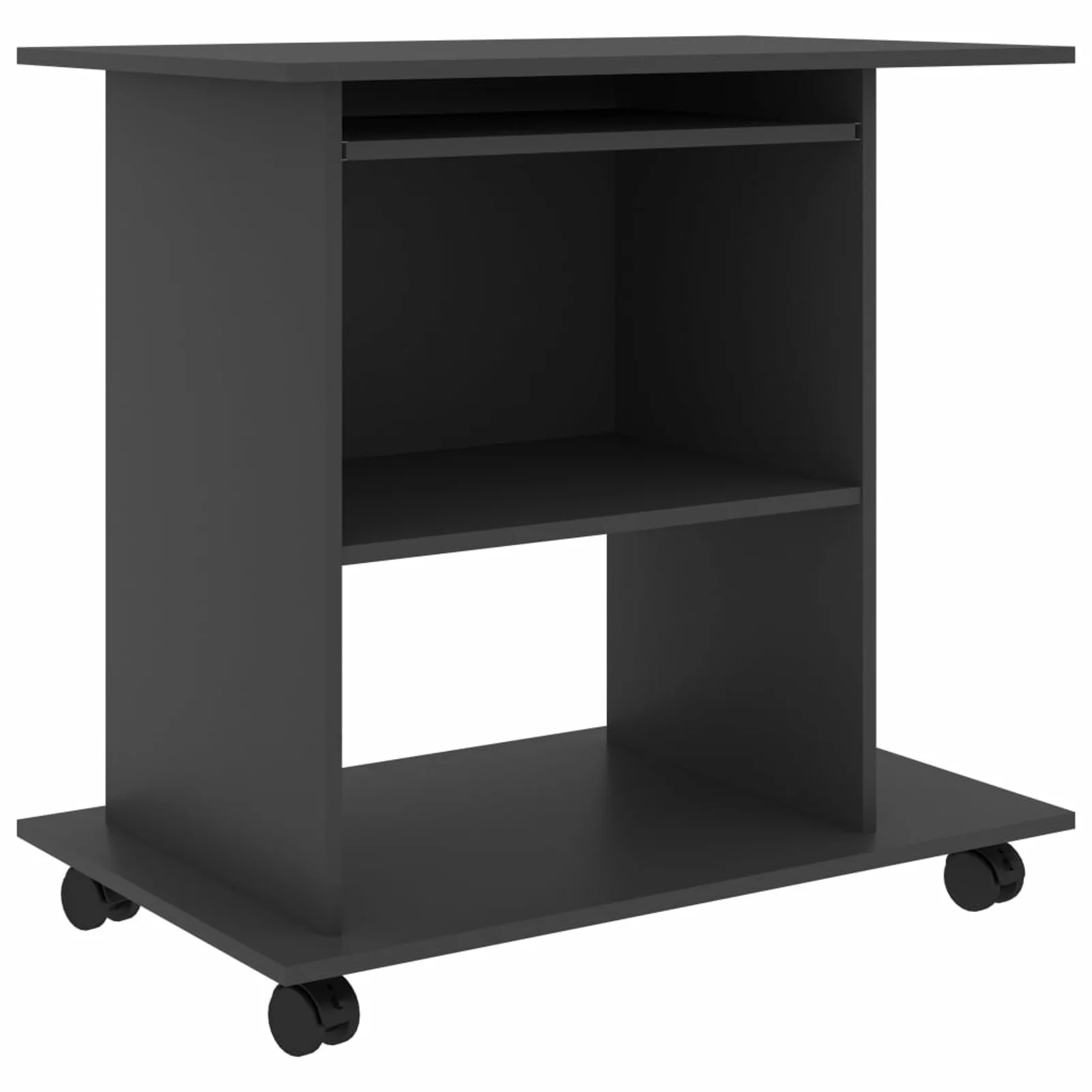 moobody Computer Desk with Keyboard Tray and CPU Tower Writing Table Engineered Wood Wheeled Workstation Gray Home Office Furniture 31.5 x 19.7 x 29.5 Inches (W x D x H)