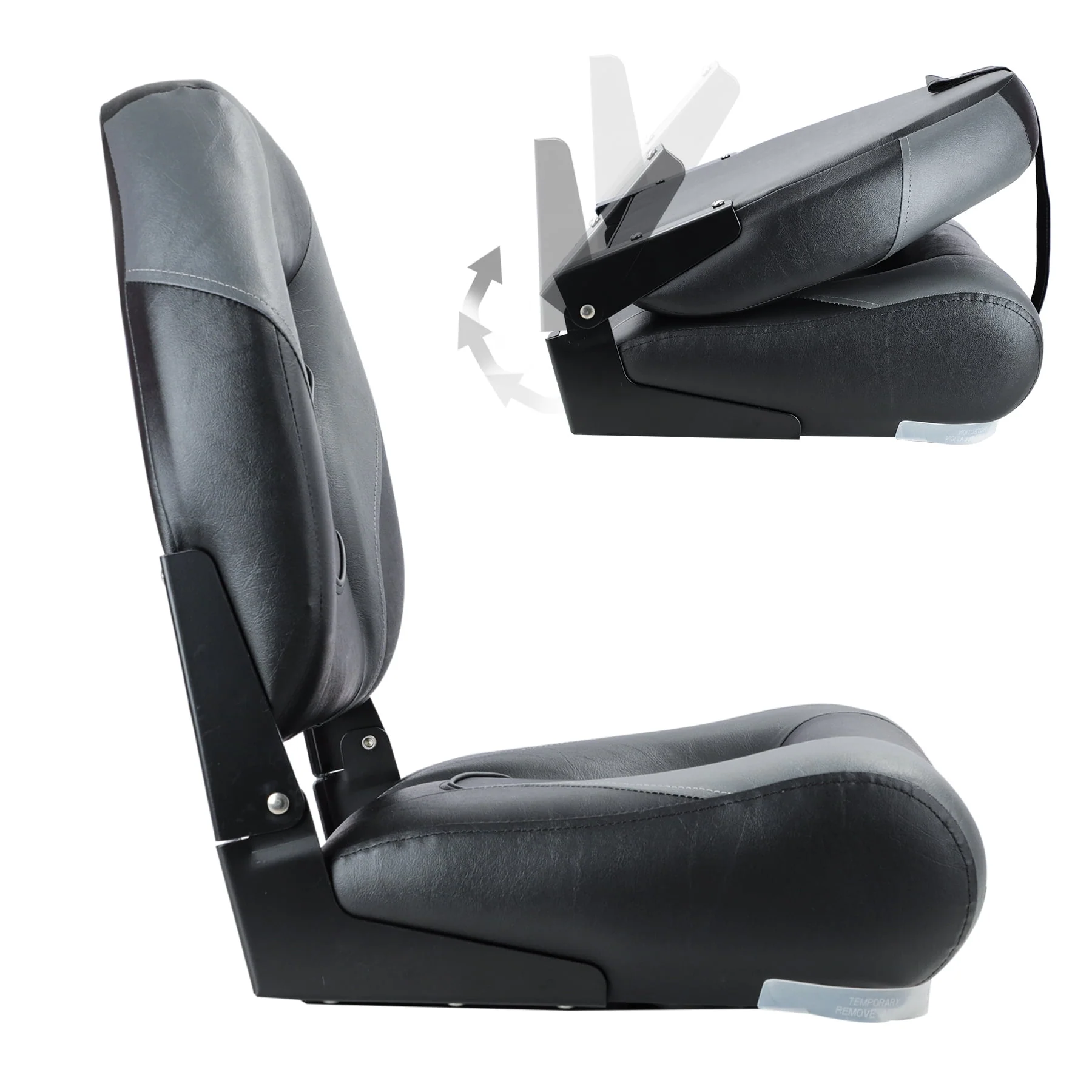 NORTHCAPTAIN S1 Pro Premium High Back Folding Boat Seat,Stainless Steel Screws Included,Charcoal/Black(2 Seats)