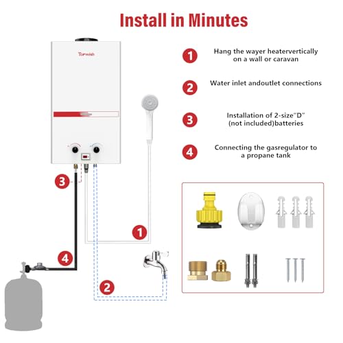 Propane Water Heater Tankless, 10L Portable Water Heater, 2.6GPM Portable Hot Water Heaters with Multi-Protection, Instant Camping Water Heaters for Camping, Outdoors Shower, RV Shower, White