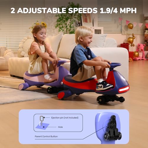 FanttikRide 12V N7 Pro Electric Wiggle Car with Pedal, Rechargeable Battery, CyberWiggle, 2 in 1 Swing Car, 2 Speed, Anti-Rollover, Flashing Wheels, Bluetooth, for Ages 3 and Up, 150 Lbs, Blue