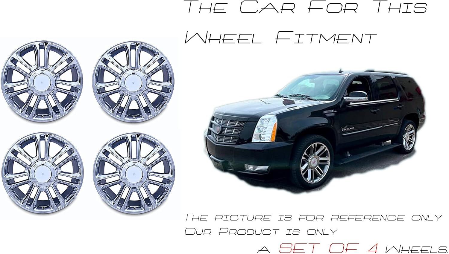 SET OF 4 NEW 22 22x9 Alloy Wheels for Cadillac Escalade ESV EXT 2007-2014 CHROME OEM Quality Replacement Rim 5358