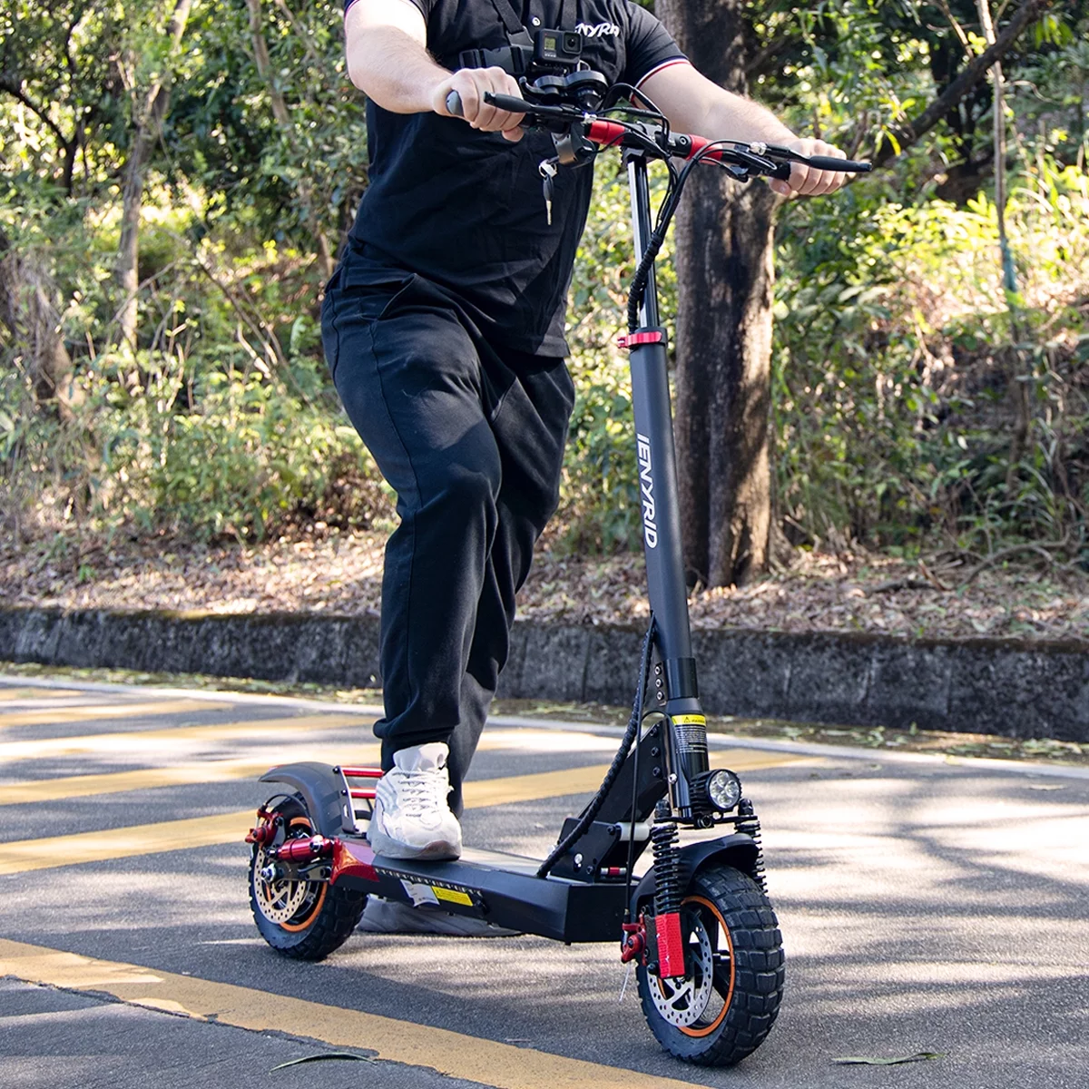 IENYRID Electric Scooter with Seat, 10" Pneumatic Tires, Max 22-31 Mile Long Range and 28Mph Power by 600W Motor, Foldable Escooter for Adult Teens