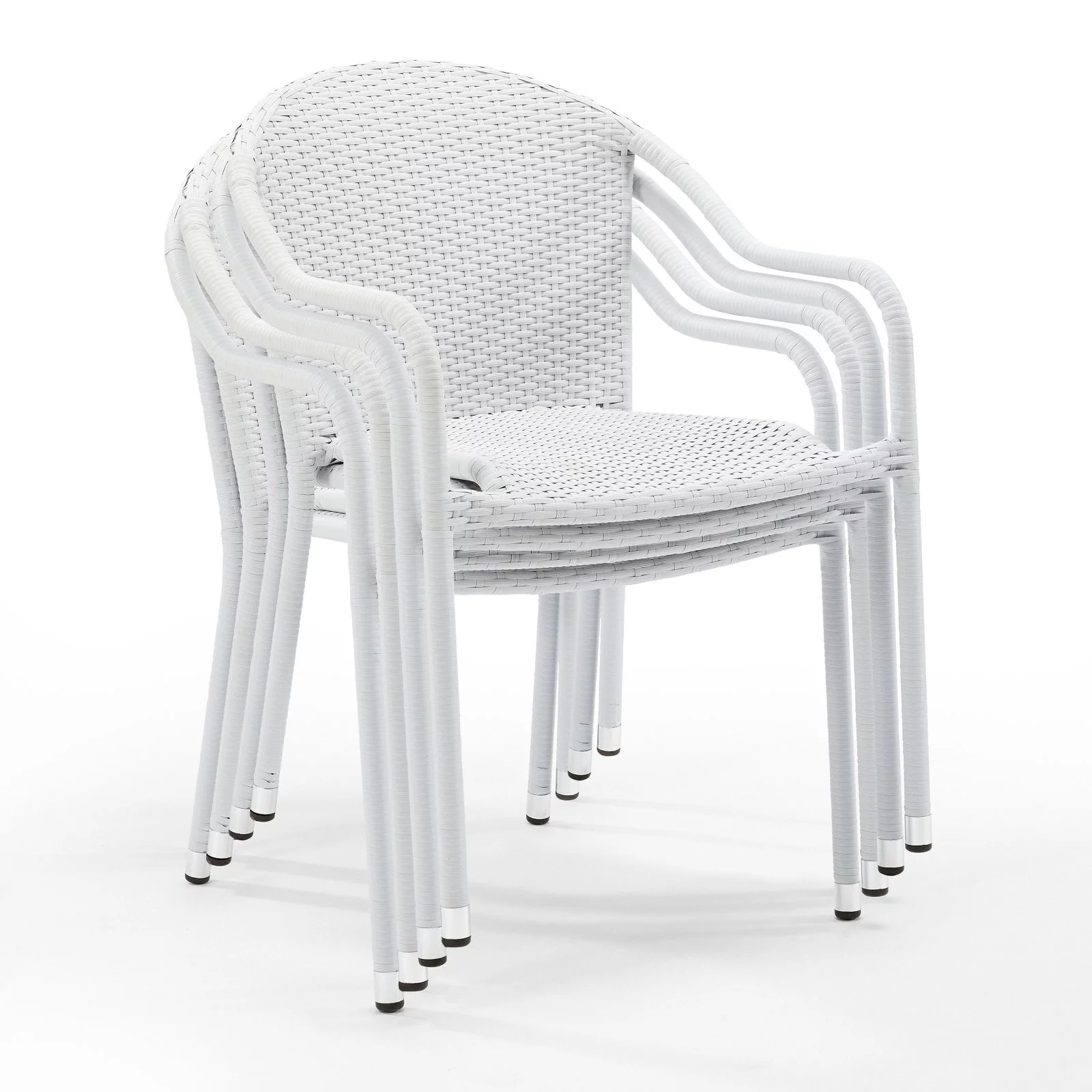 Crosley Furniture Palm Harbor 4-Piece Stackable Outdoor Chair Set, Wicker Patio Chairs for Dining, Porch