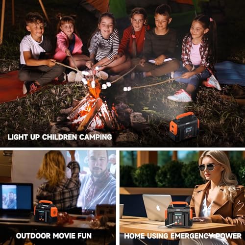 Portable Power Station 300W 257wh Lithium Battery Bailibatt Small Portable Generator for Home Use Camping Travel Emergency Hunting Outdoor - Black