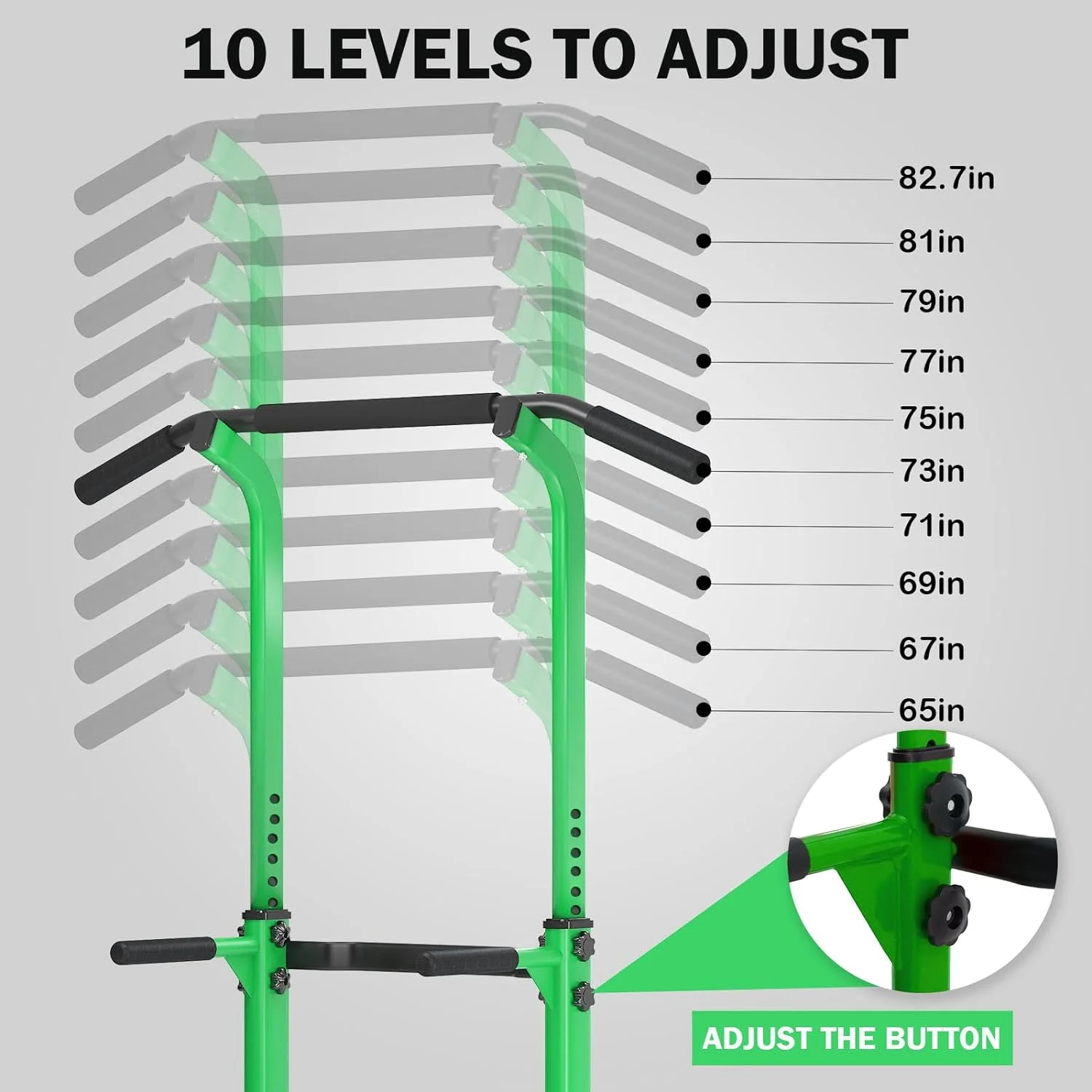 SOGES Height Adjustable Power Tower Dip Stands Pull up Bar Strength Training for Home Gym Black