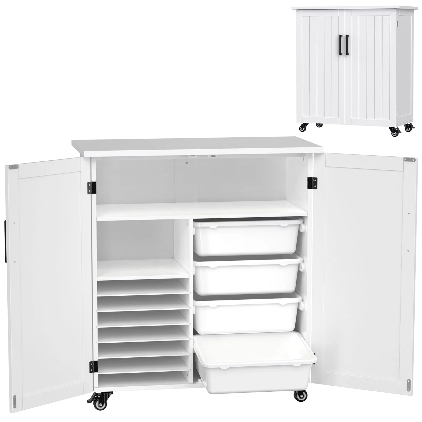 GDLF Craft Cart Compatible with Cricut Machine, Rolling Cricut Cabinet with Storage 31.6"W x 15.8"D x 34.9"H