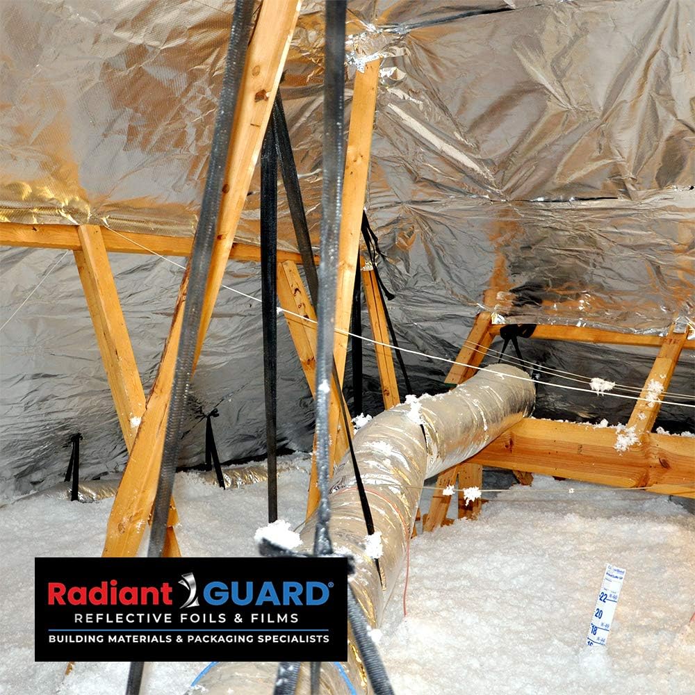 RadiantGUARD Xtreme Radiant Barrier Metalized INDUSTRIAL Grade 500 sq ft roll | 48-inch by 125-feet | X-500-B | Reflective Radiant Barrier Perforated Foil Attic Foil – Blocks 95% of Heat