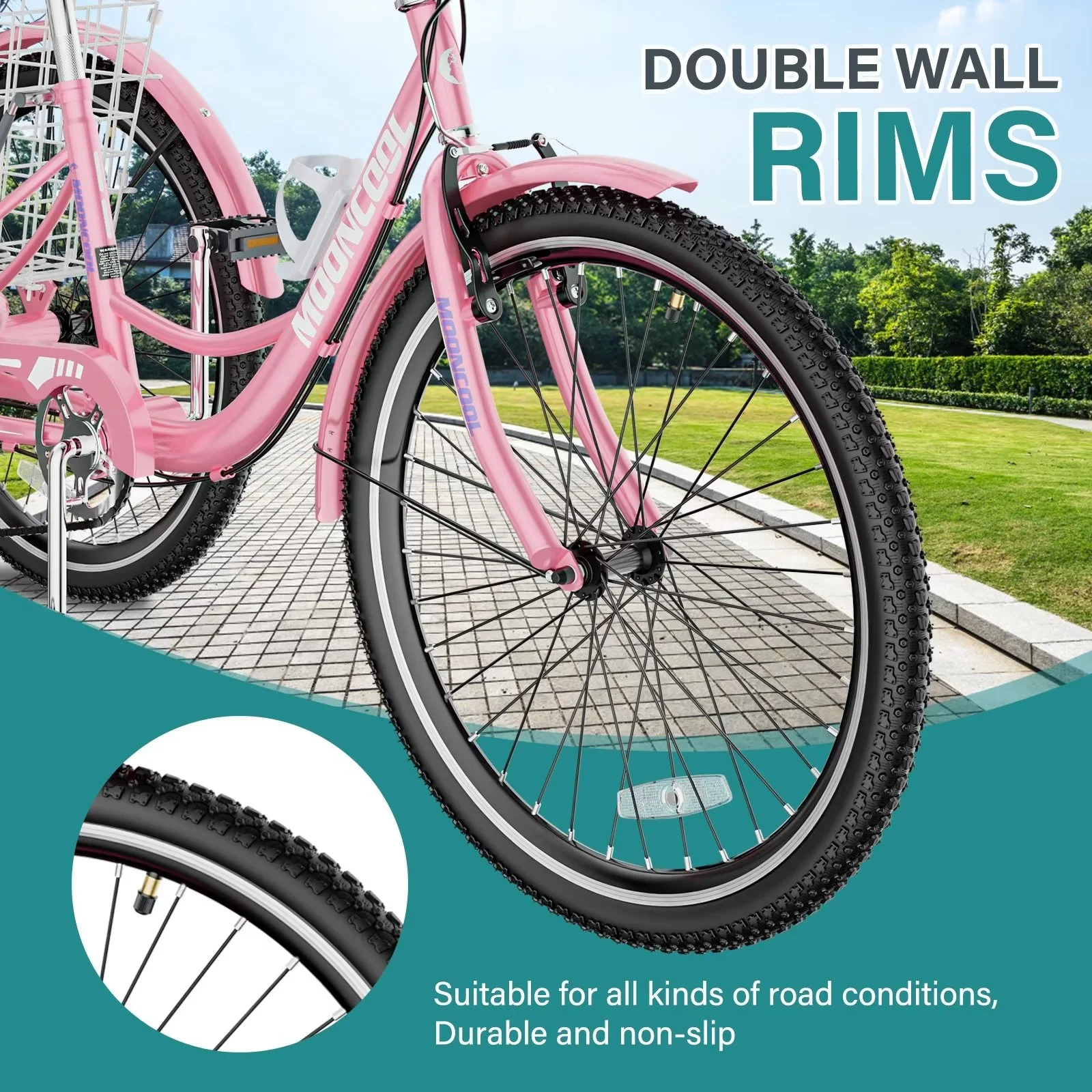 MOPHOTO Adult Tricycles 3 Wheel 7 Speed Trikes, 20/24/26 inch with Big Basket for Shopping, Picnics Exercise Men's Women's Senior's Trike