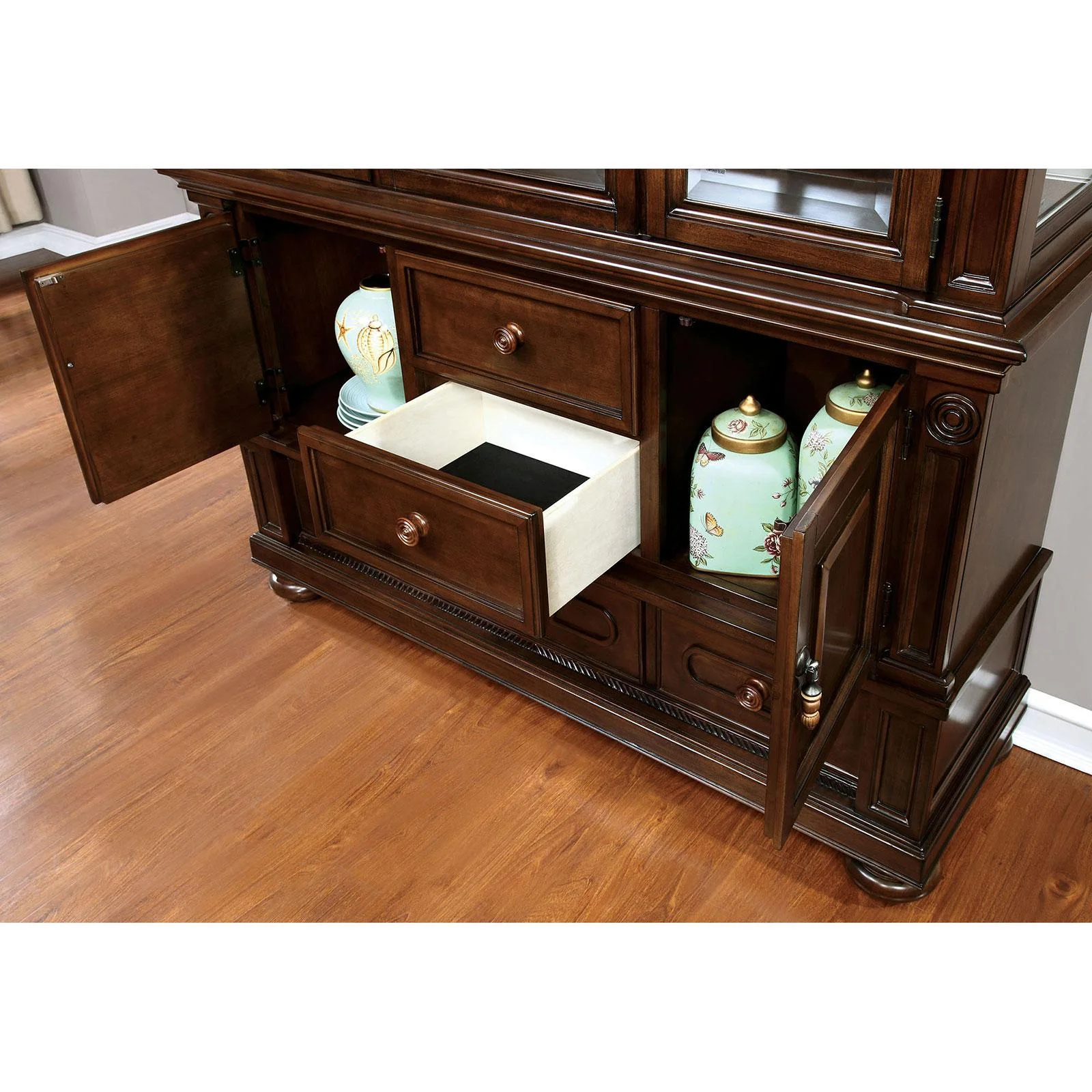 Traditional Wood Hutch buffet in Brown Alpena by Furniture of America