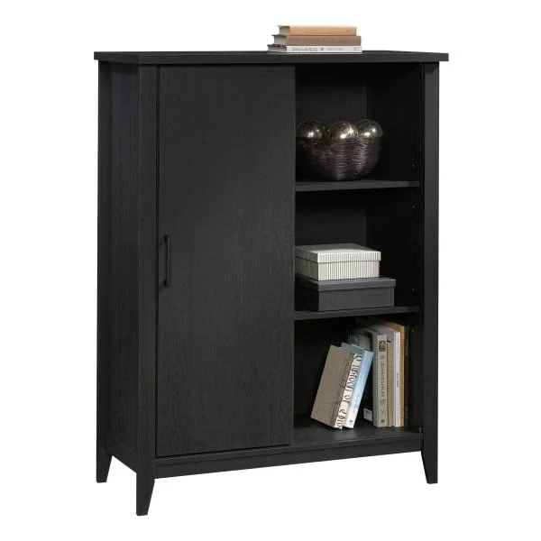 Sauder Summit Station 52x22H Bookcase with Sliding DOOR, Raven Oak