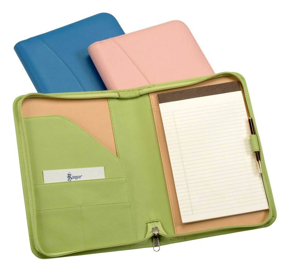 Royce Leather Zip Around Jr. Writing Padfolio (Black)