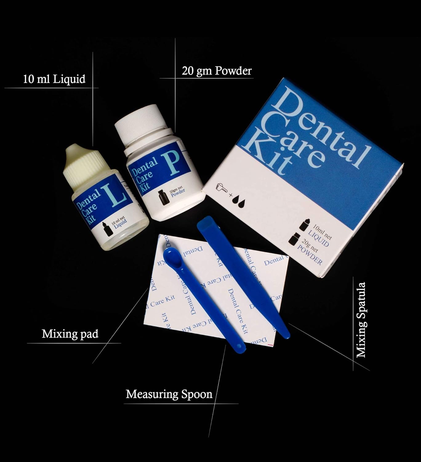 mastermedi Zinc Oxide Eugenol Cement Dental Care Kit Glue For Crowns & Bridges Filling