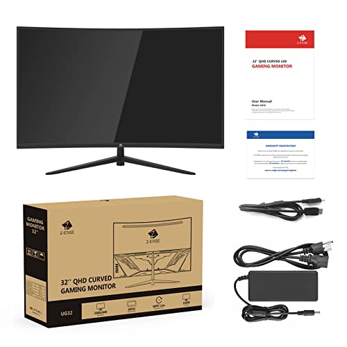 Z-Edge 32-inch Curved Gaming Monitor 16:9 1920x1080 240Hz 1ms Frameless LED Gaming Monitor, AMD Freesync Premium Display Port HDMI Build-in Speakers