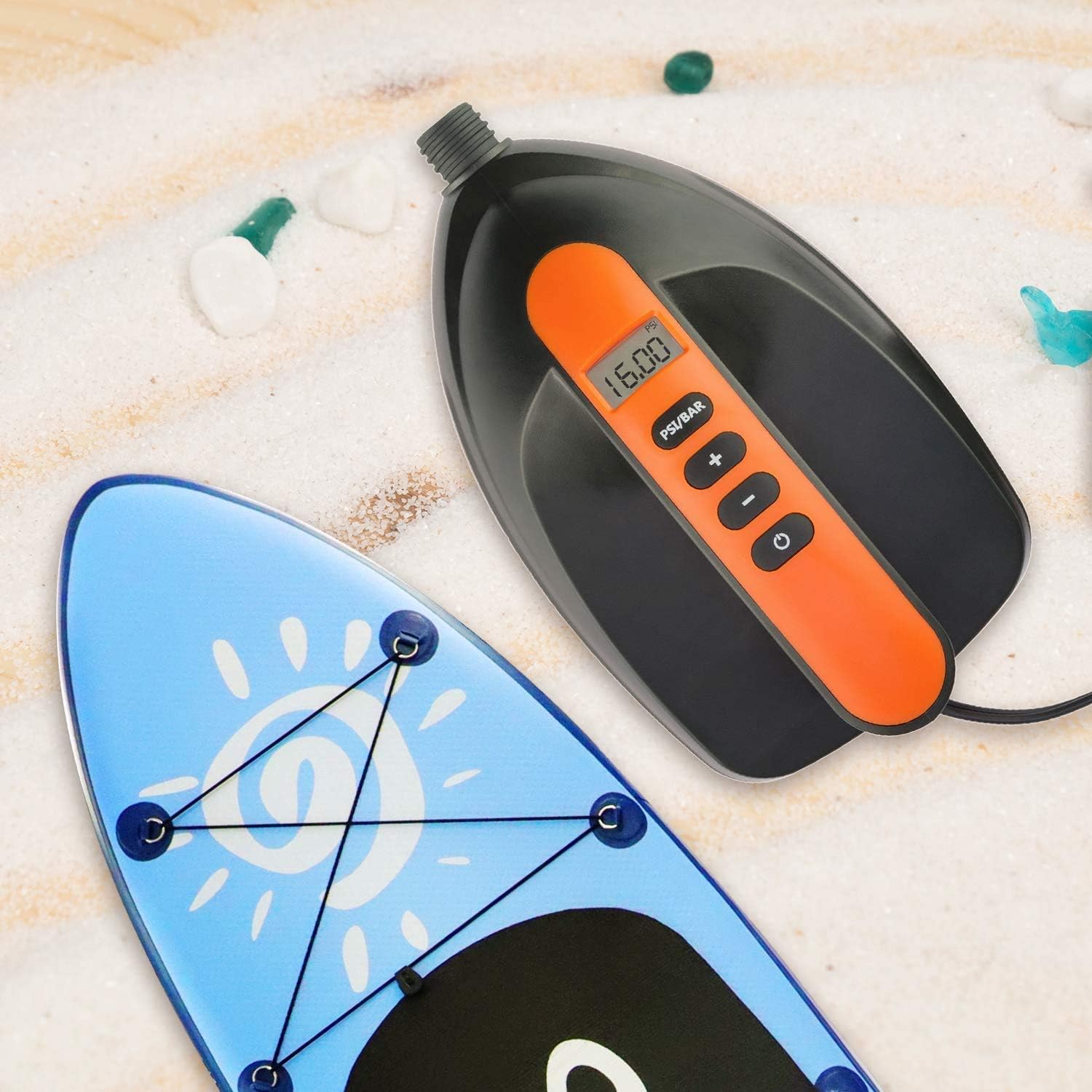 Electric Paddle Board Pump, 16 PSI Digital SUP inflator Pump with Auto-Off Feature for Inflatable Pool, Boats, Rafts, Pool Toys, Kayak, 12V DC Car Connection Pack of 2