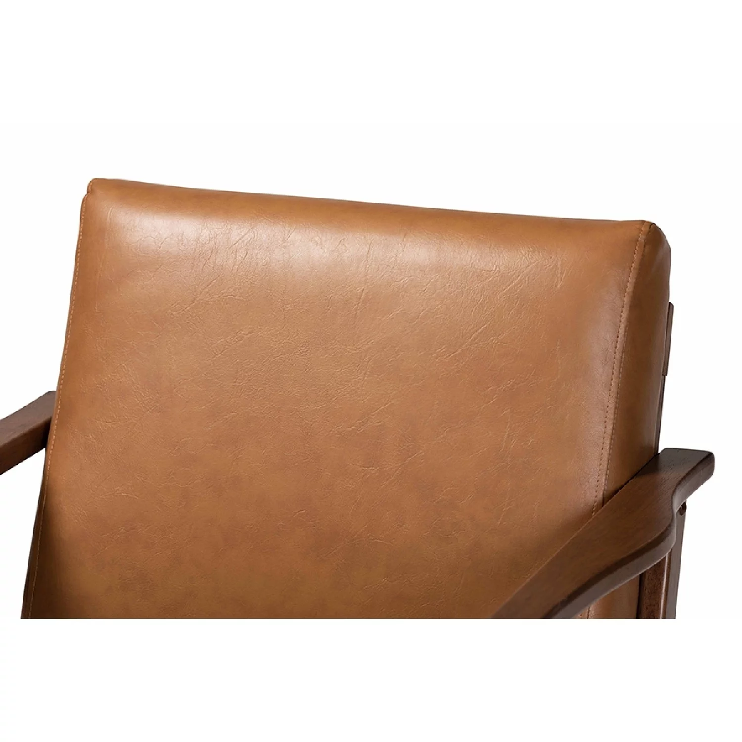 Baxton Studio Bianca Mid-Century Modern Walnut Brown Finished Wood and Tan Faux Leather Effect Lounge Chair